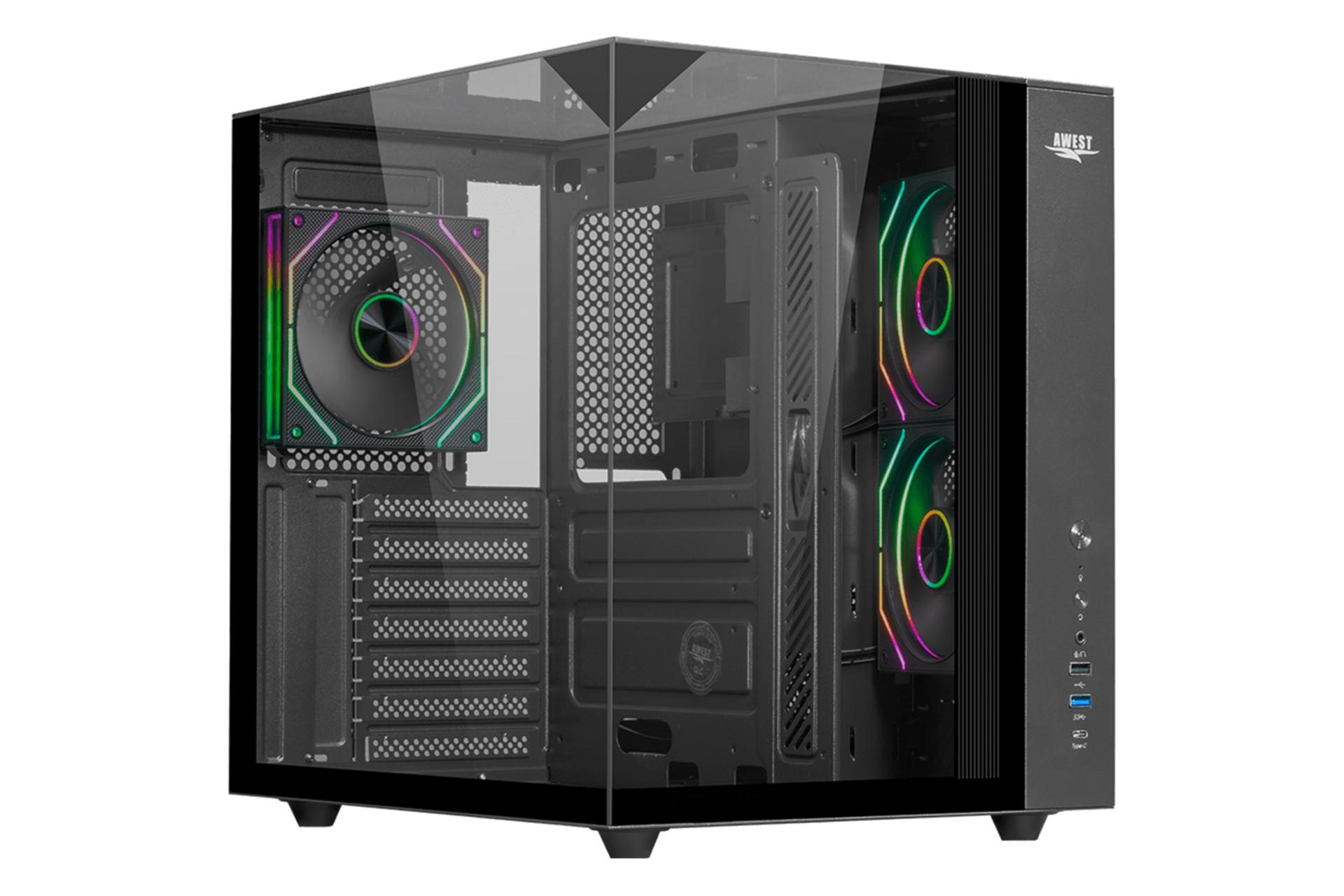 کیس کامپیوتر اوست AQ-15TG-B رنگ مشکی