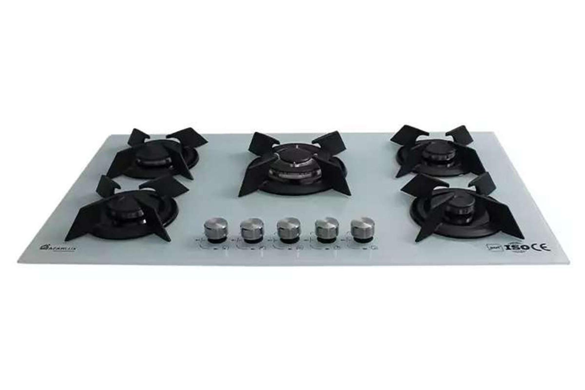 نمای جلوی اجاق گاز صفحه ای آذرلوکس G05NL-C15W رنگ سفید