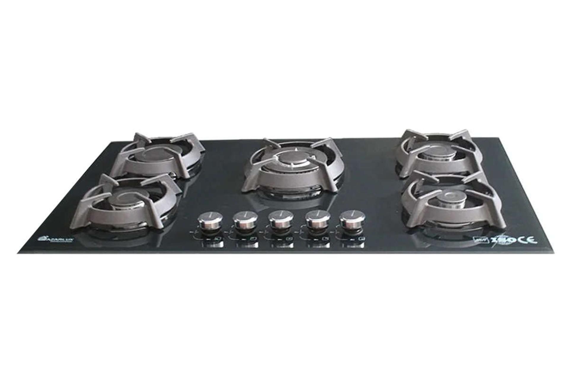 نمای جلوی اجاق گاز صفحه ای آذرلوکس G05NL-C19B رنگ مشکی