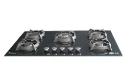 نمای جلوی اجاق گاز صفحه ای آذرلوکس G05NL-C19B رنگ مشکی