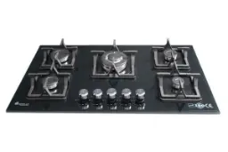 نمای جلوی اجاق گاز صفحه ای آذرلوکس G05NL-C7B رنگ مشکی