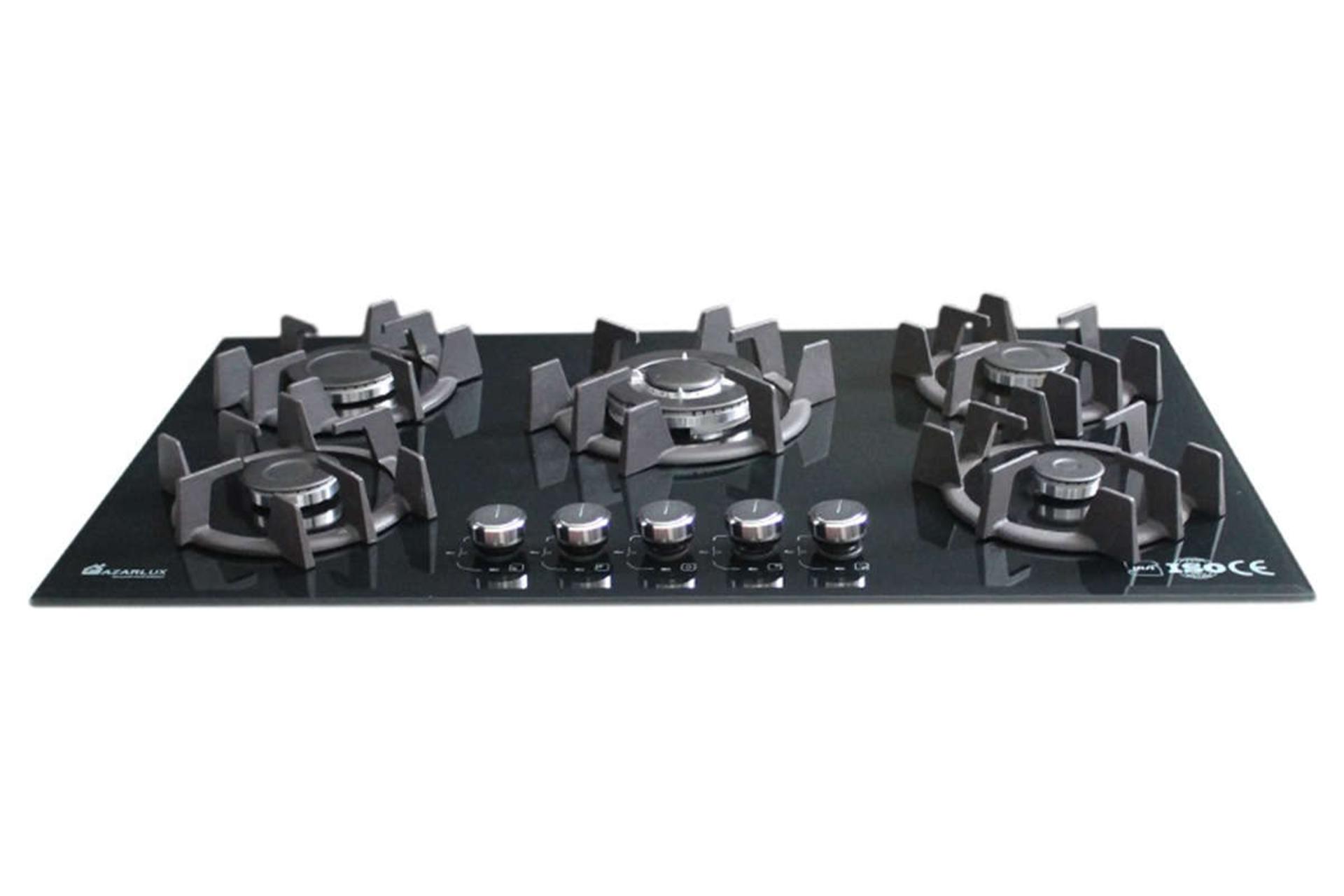 نمای جلوی اجاق گاز صفحه ای آذرلوکس G05NL-C8B رنگ مشکی