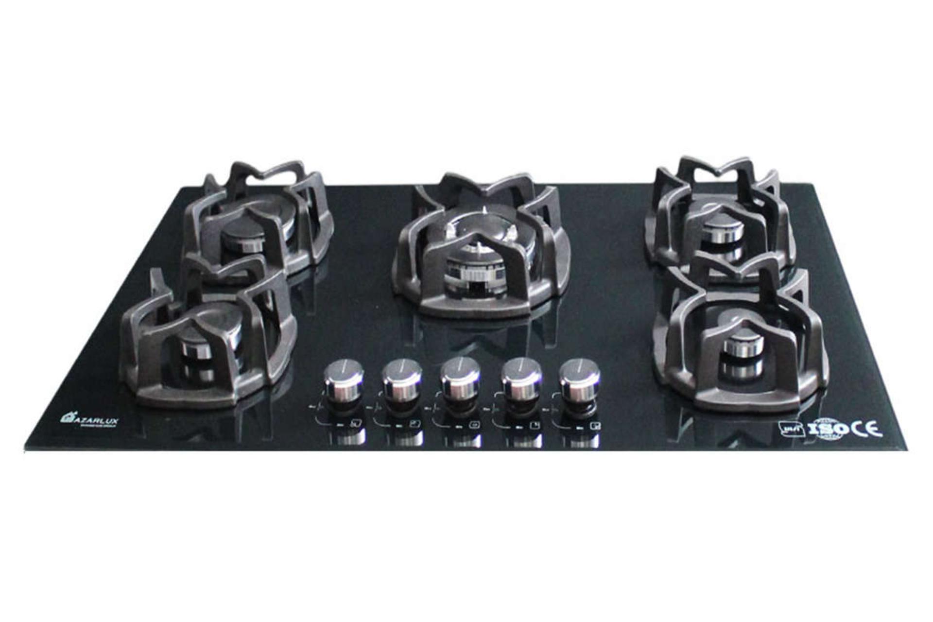 نمای جلوی اجاق گاز صفحه ای آذرلوکس G05NL-C9B رنگ مشکی