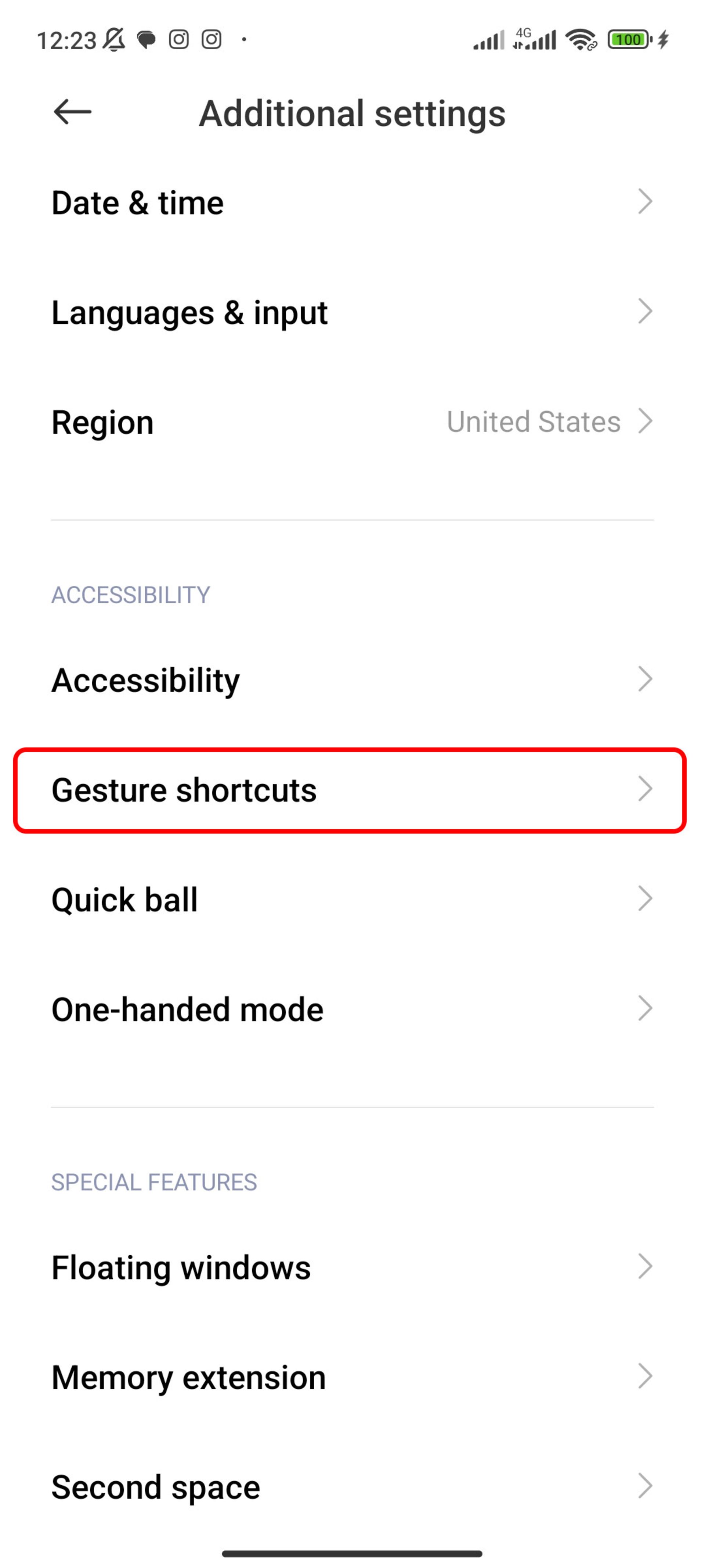 Additional Settings (تنظیمات اضافی) شیائومی