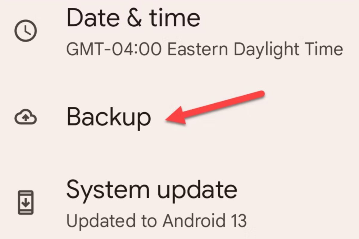 backup setting on android