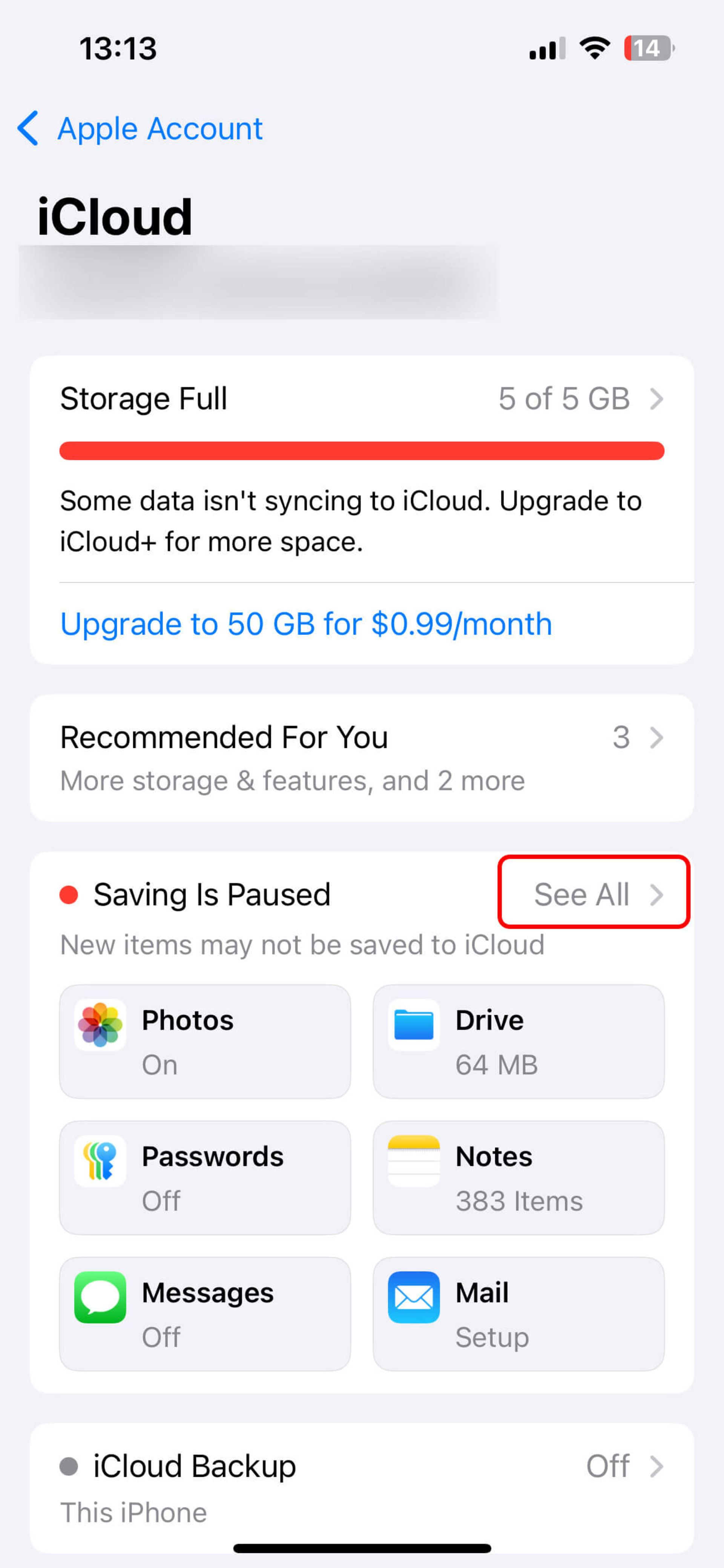 صفحه icloud و انتخاب گزینه see all