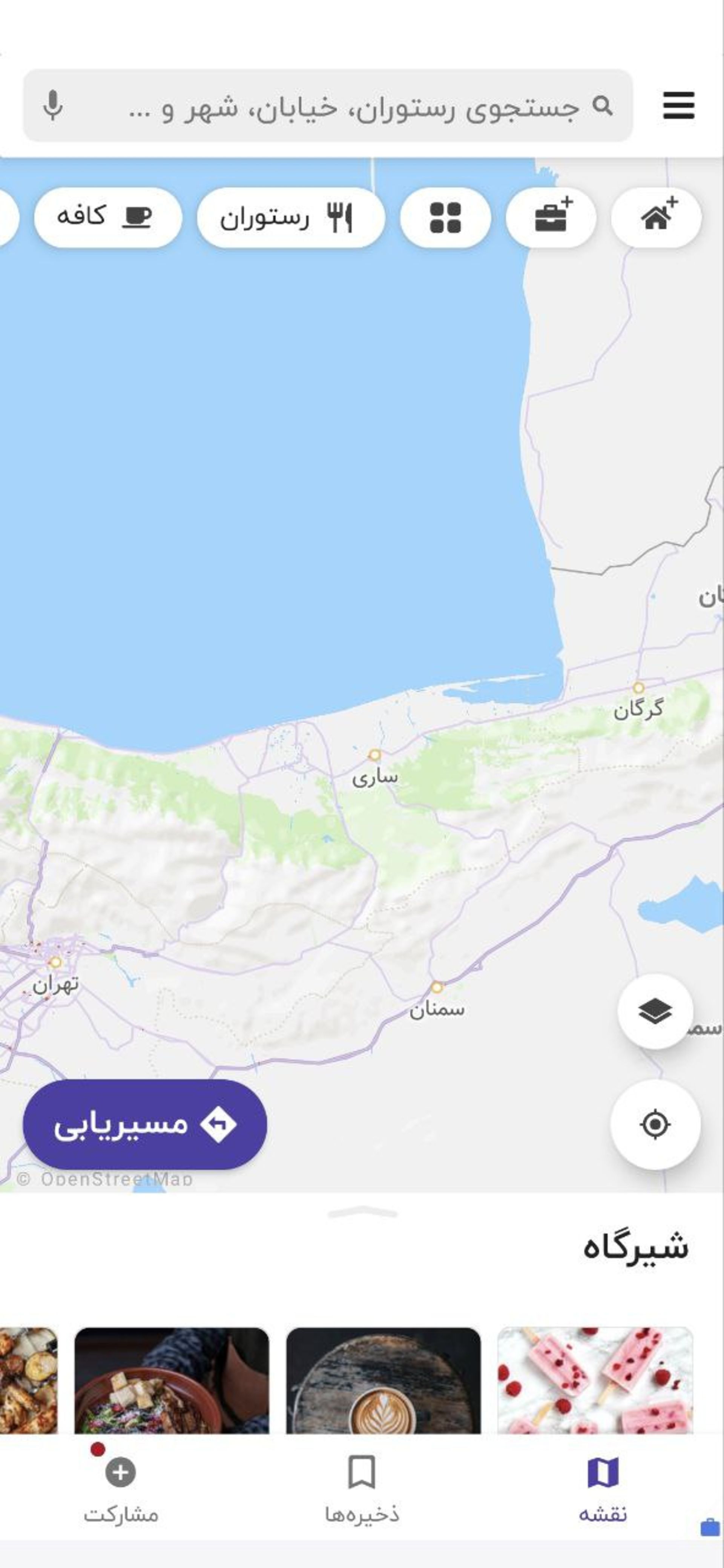 نقشه در اپلیکیشن بلد