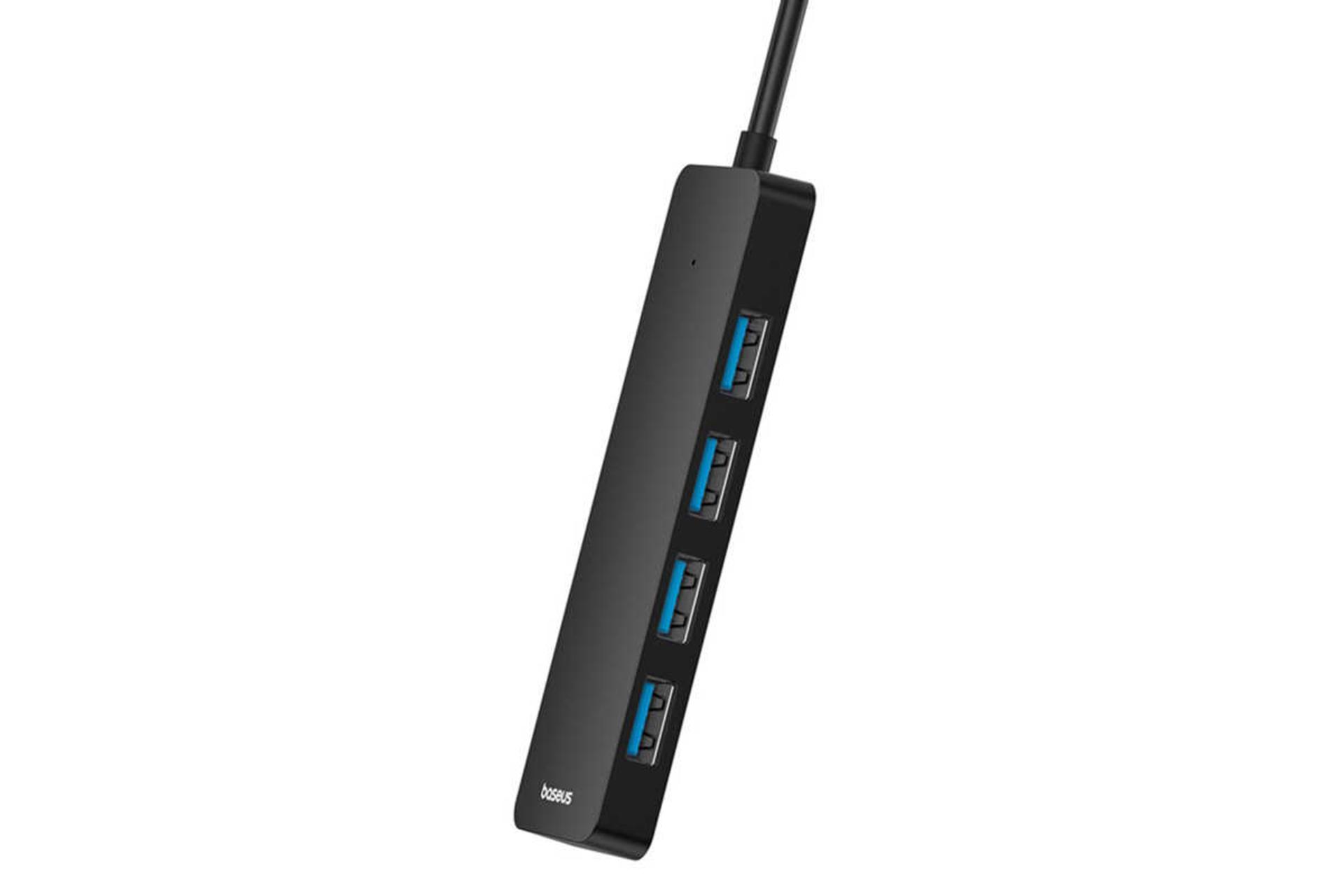 نمای کناری هاب USB-A باسئوس 4 پورت مدل BS-OH080 رنگ مشکی