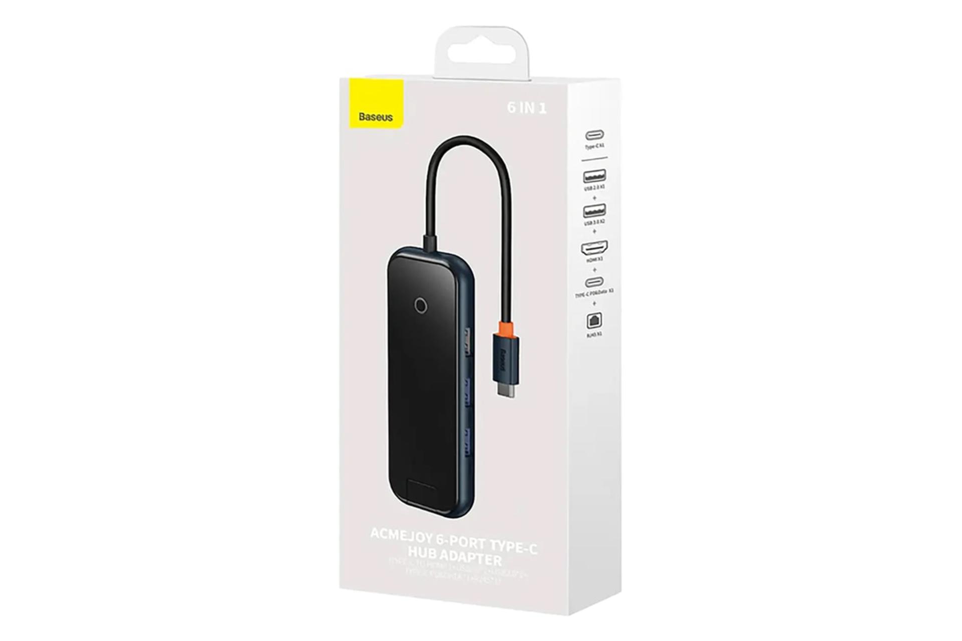 جعبه هاب USB هاب USB-C باسئوس 6 پورت مدل BS-OH089