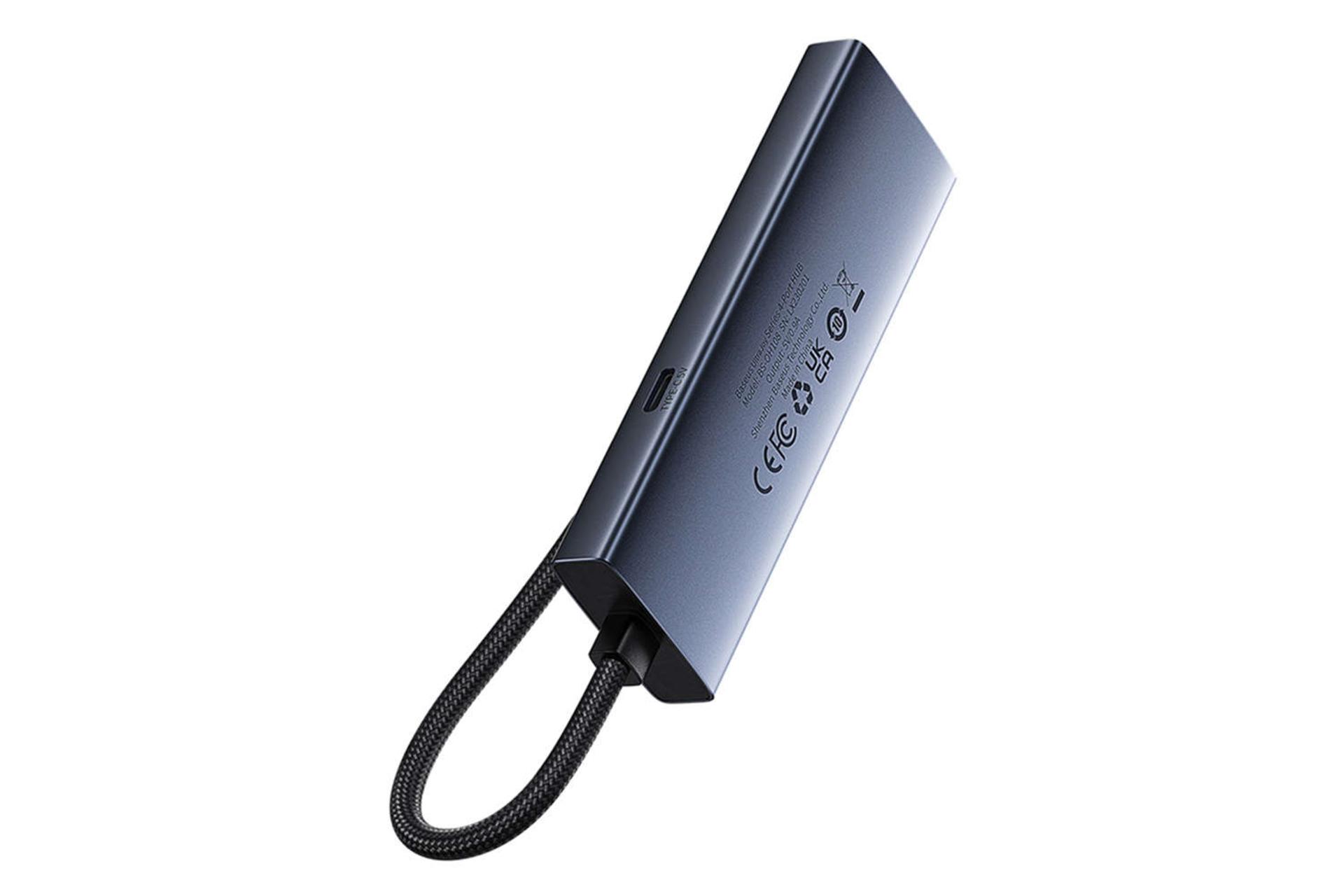 نمای پشت هاب USB-C باسئوس 4 پورت مدل BS-OH108