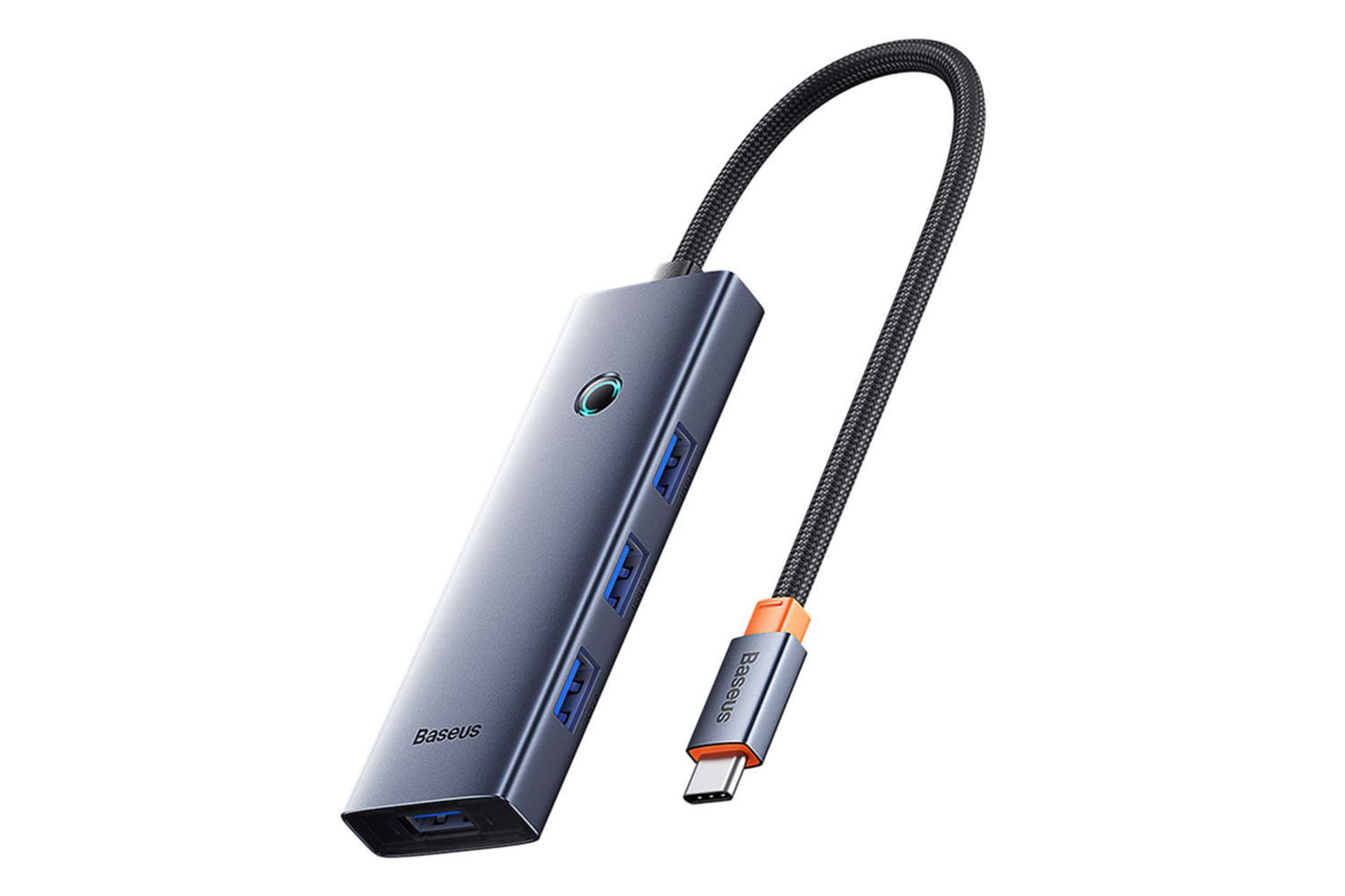 نمای سمت راست هاب USB-C باسئوس 4 پورت مدل BS-OH108