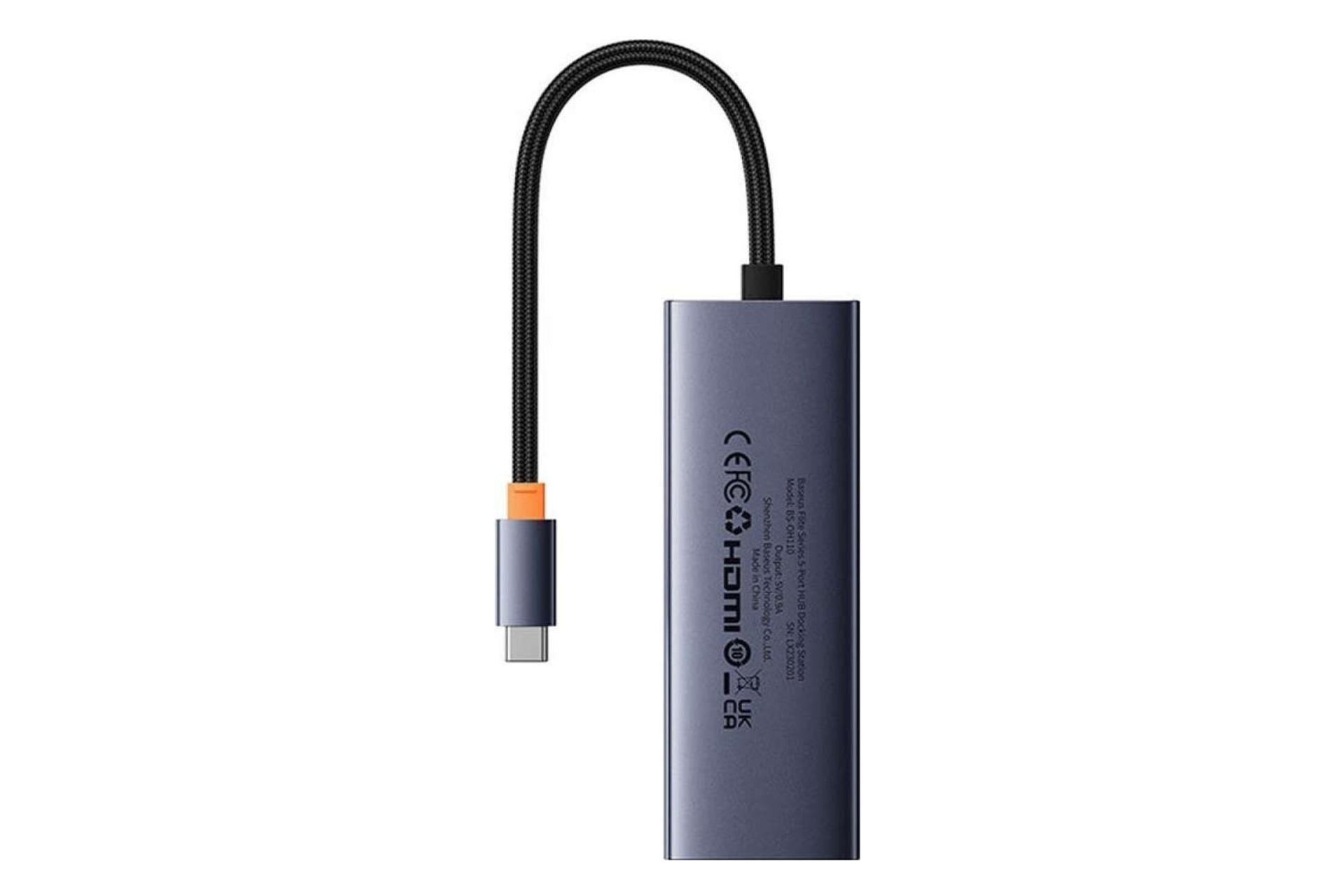 نمای پشت هاب USB-C باسئوس 5 پورت مدل BS-OH110