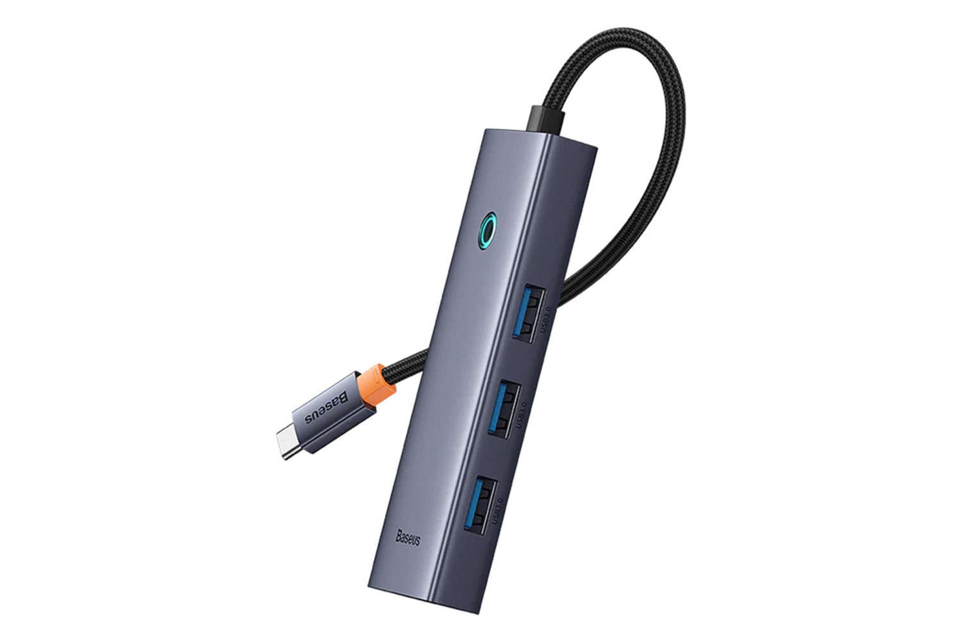 نمای کناری هاب USB-C باسئوس 5 پورت مدل BS-OH150