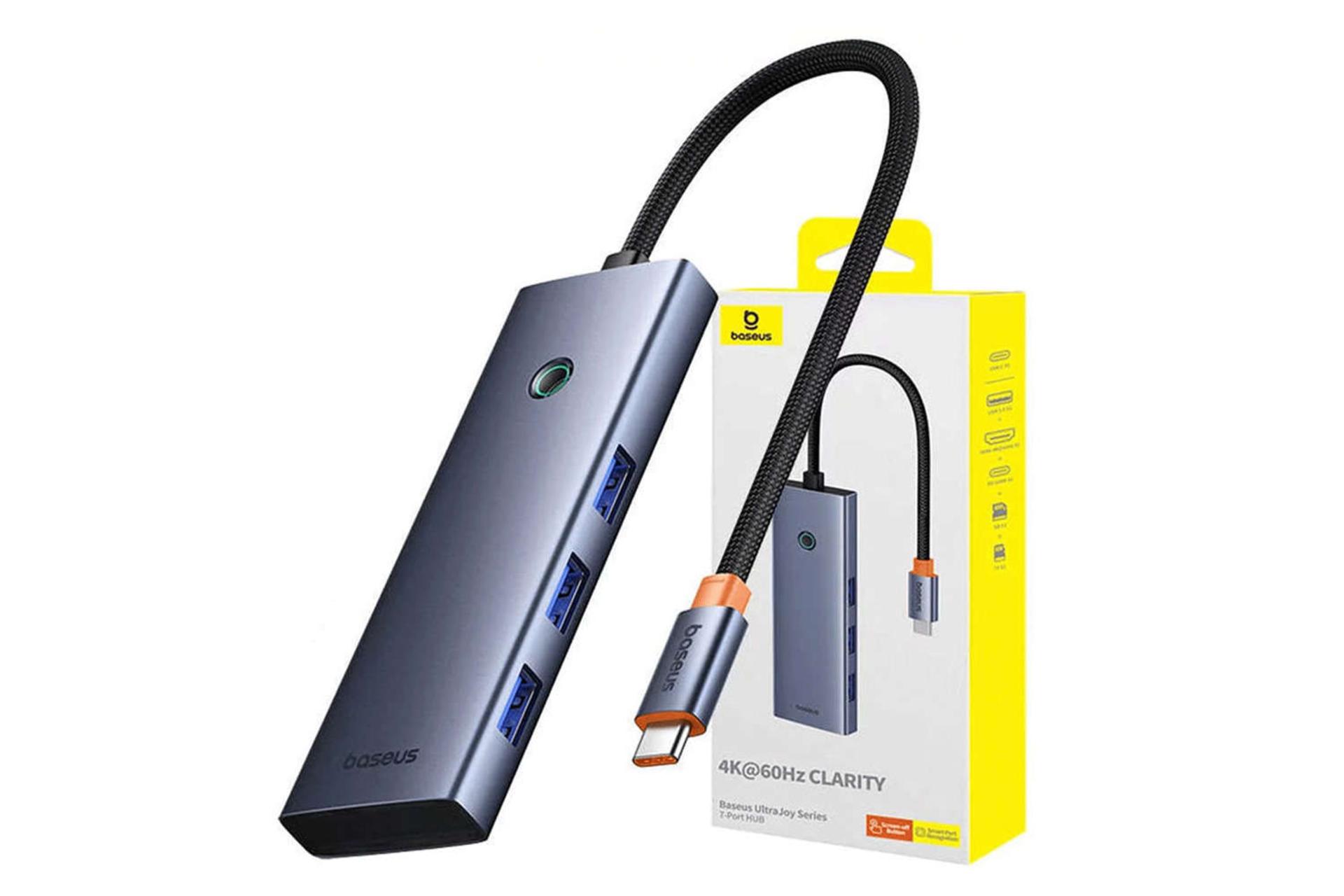 نمای سمت راست هاب USB-C باسئوس 7 پورت مدل BS-OH159