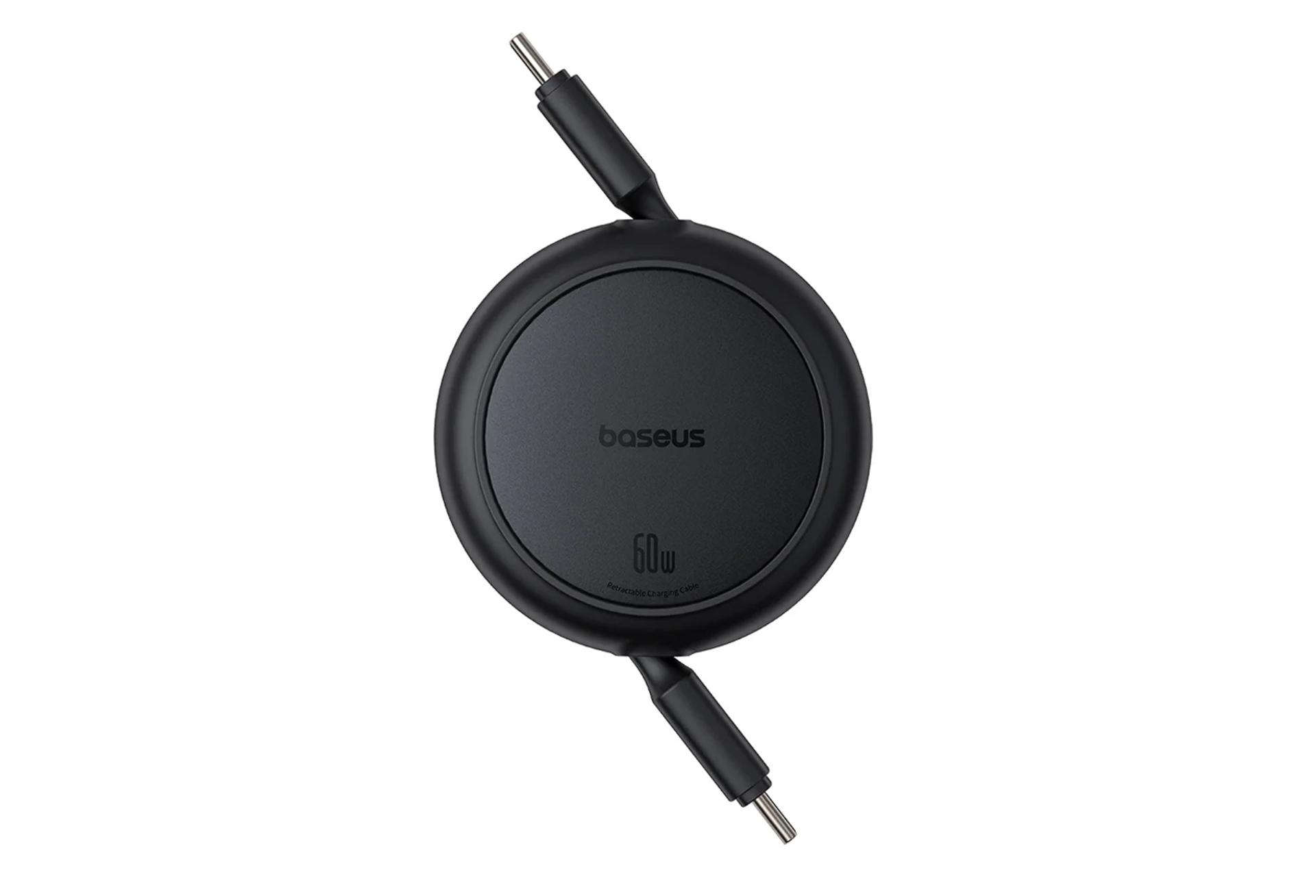کابل شارژ USB باسئوس Type-C به Type-C مدل Free2Pull Mini با طول 1 متر رنگ مشکی
