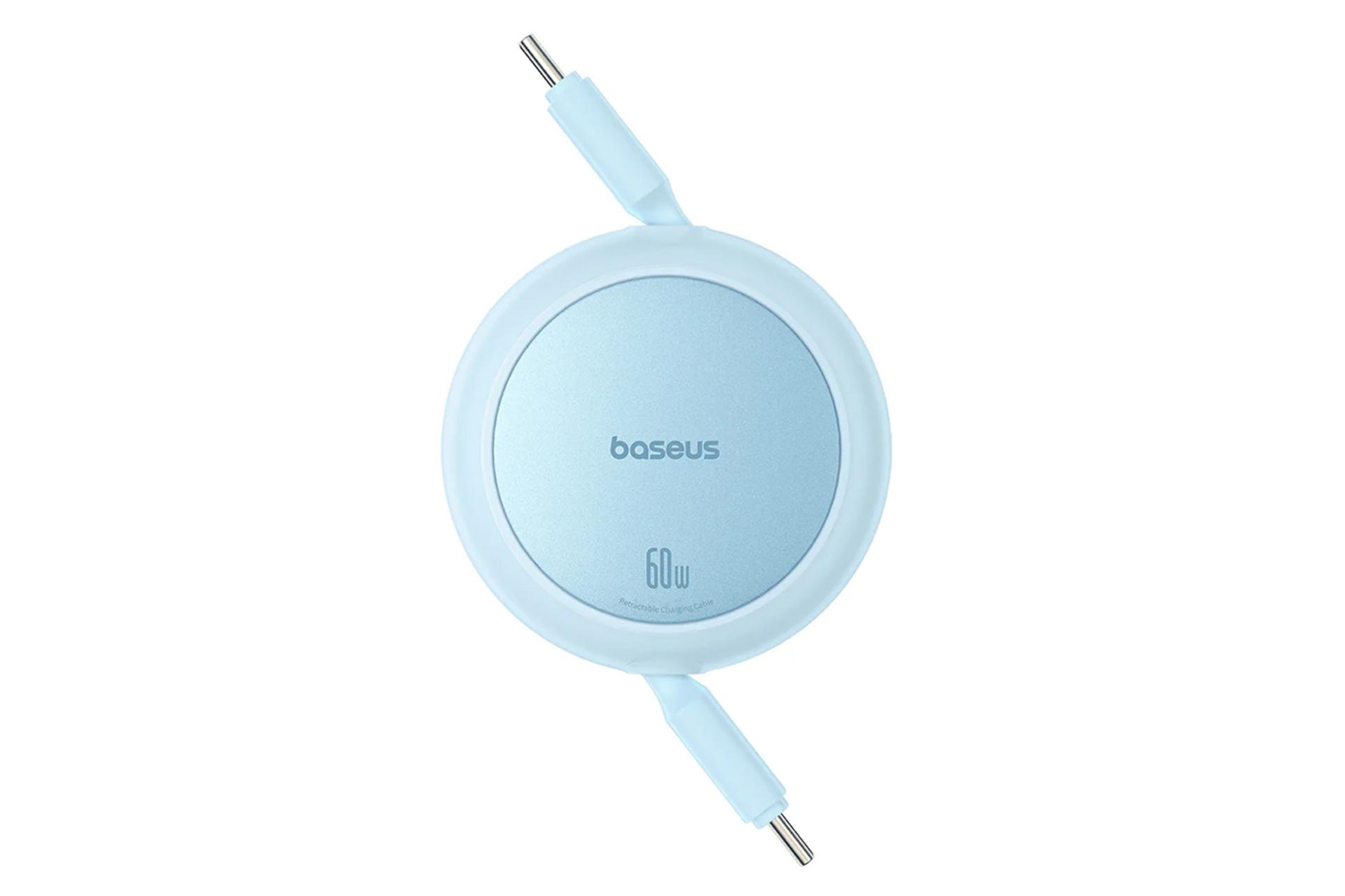 کابل شارژ USB باسئوس Type-C به Type-C مدل Free2Pull Mini با طول 1 متر رنگ آبی