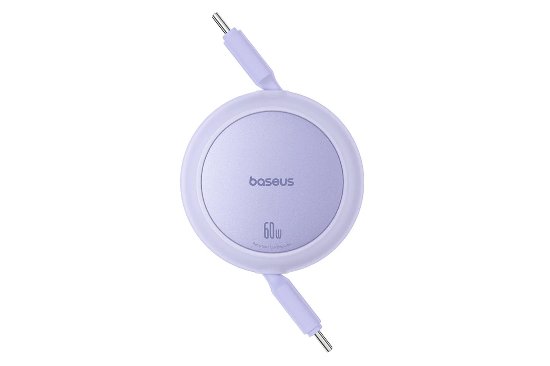 کابل شارژ USB باسئوس Type-C به Type-C مدل Free2Pull Mini با طول 1 متر رنگ بنفش