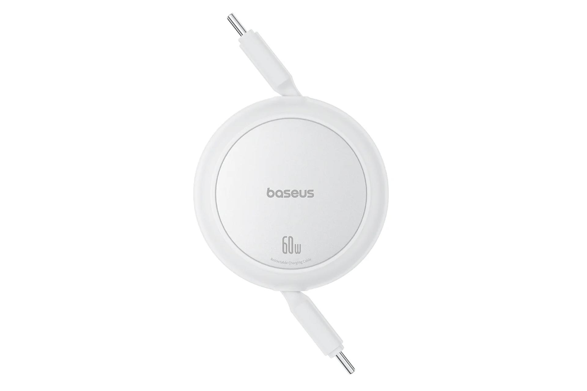 کابل شارژ USB باسئوس Type-C به Type-C مدل Free2Pull Mini با طول 1 متر رنگ سفید