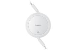 کابل شارژ USB باسئوس Type-C به Type-C مدل Free2Pull Mini با طول 1 متر رنگ سفید