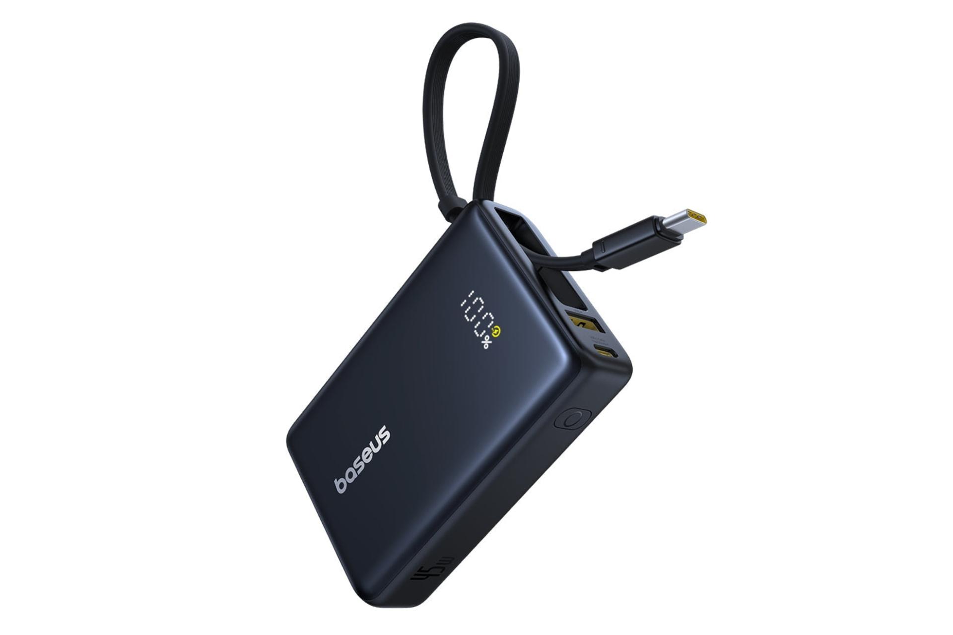 پاور بانک باسئوس Baseus PicoGo 45W 10000mAh مشکی از نمای جانبی
