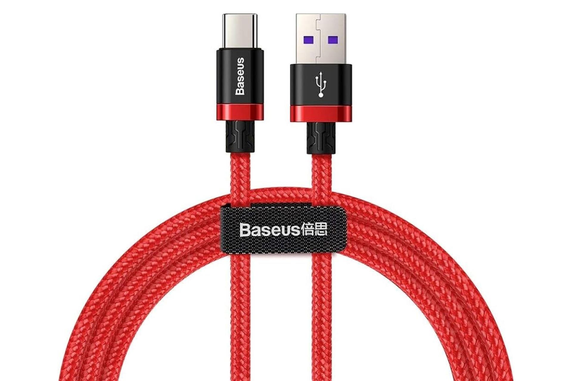کابل شارژ USB باسئوس Type-A به Type-C مدل Purple Gold Red HW flash با طول 1 متر