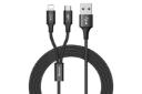 کابل شارژ USB باسئوس Type-A به Micro-USB+Lightning مدل Rapid 2in1 با طول 1.2 متر رنگ مشکی