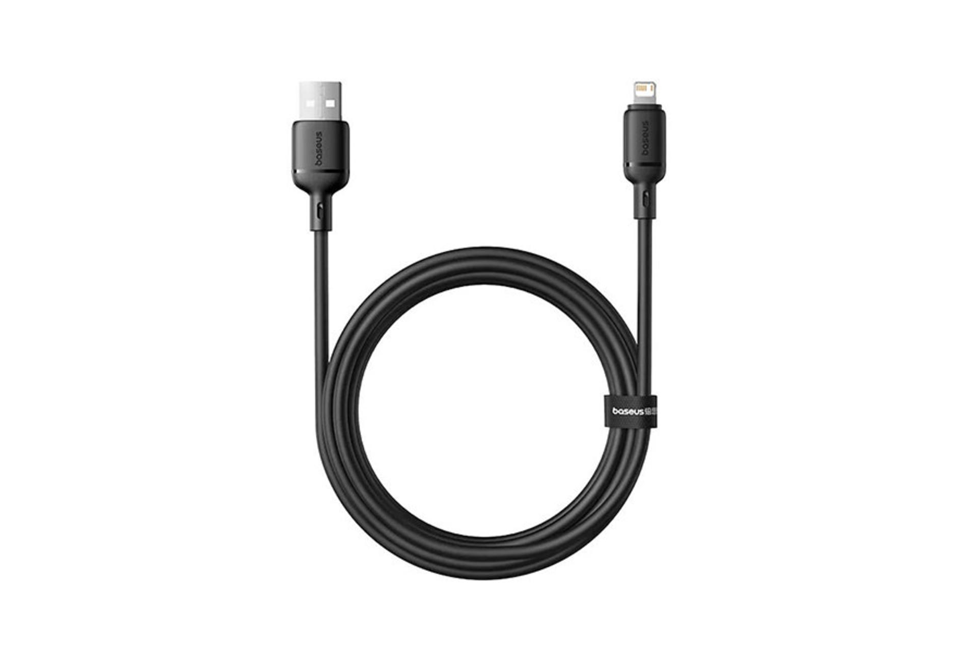 کابل شارژ باسئوس Baseus Silky Type-A to Lightning 2m رنگ مشکی