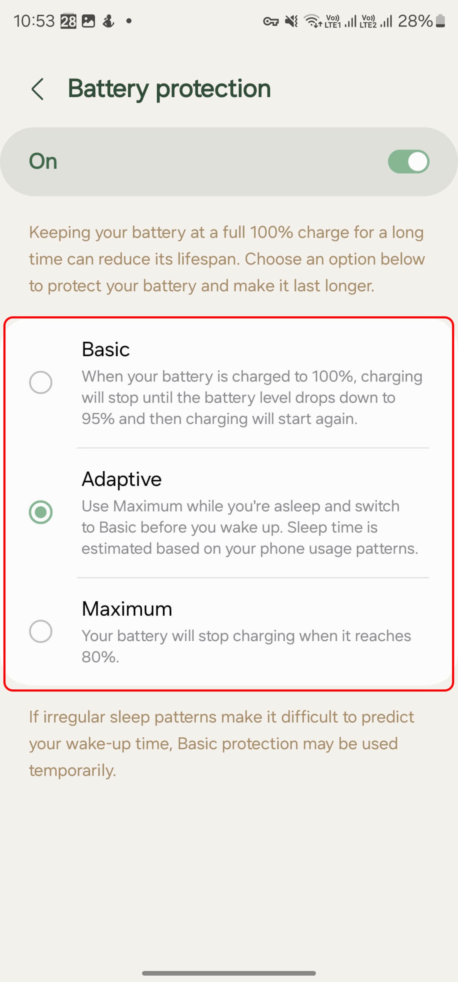 روشن‌کردن Battery protection گوشی سامسونگ