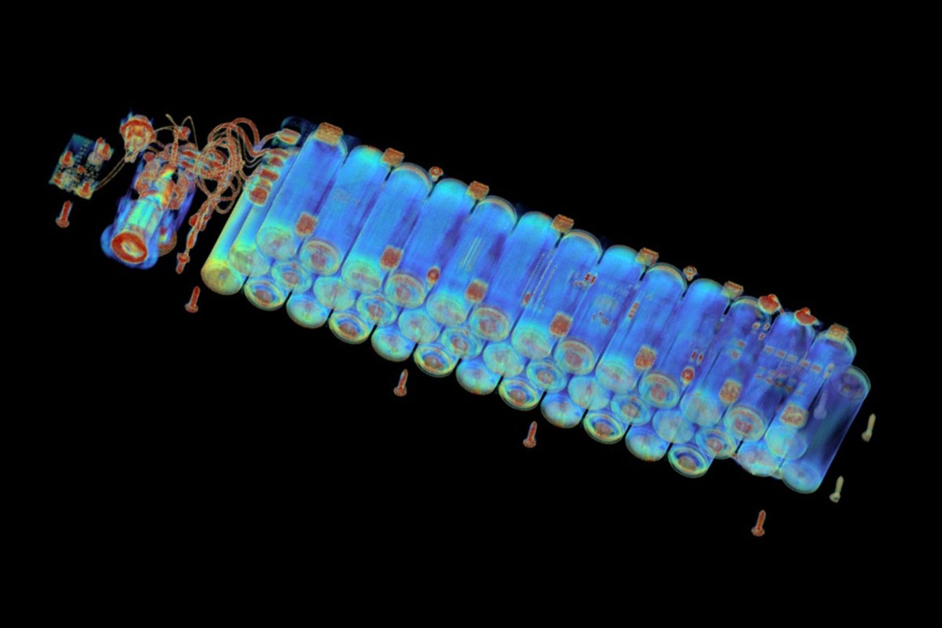 سلول باتری ارزان در نمای اشعه‌ی ایکس