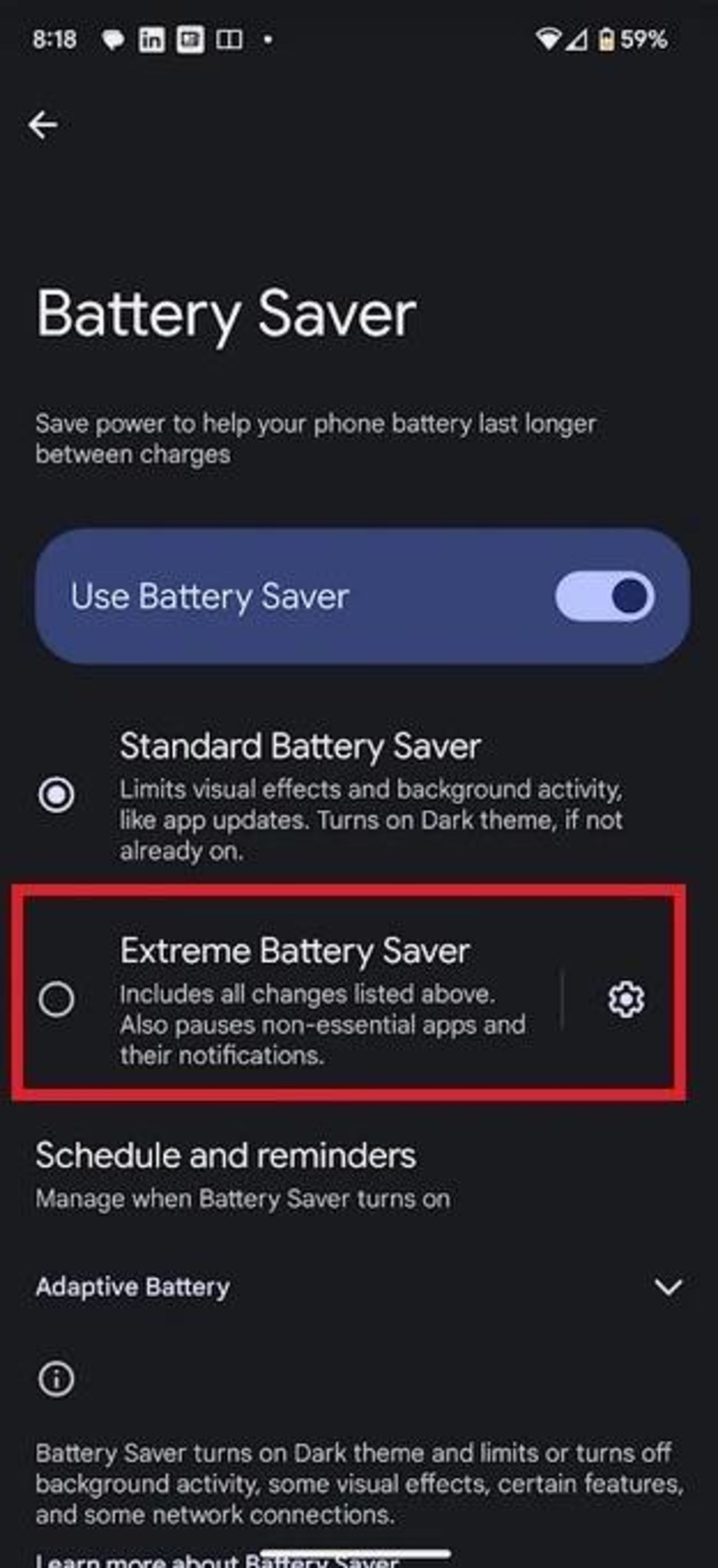 ویژگی Battery Saver اندروید ۱۴ بتا ۳