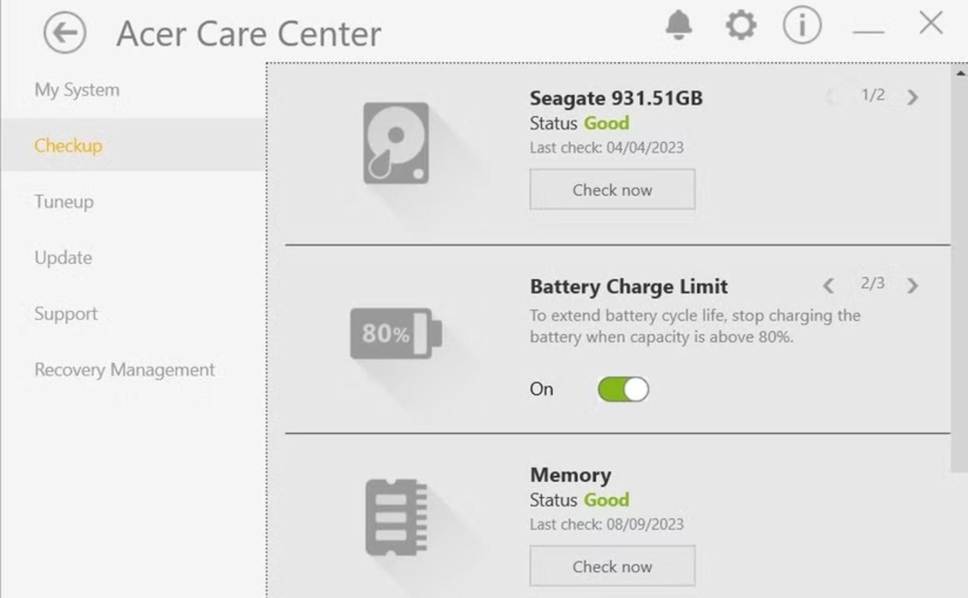 تنظیم محدودیت شارژ در لپ‌تاپ‌های Acer
