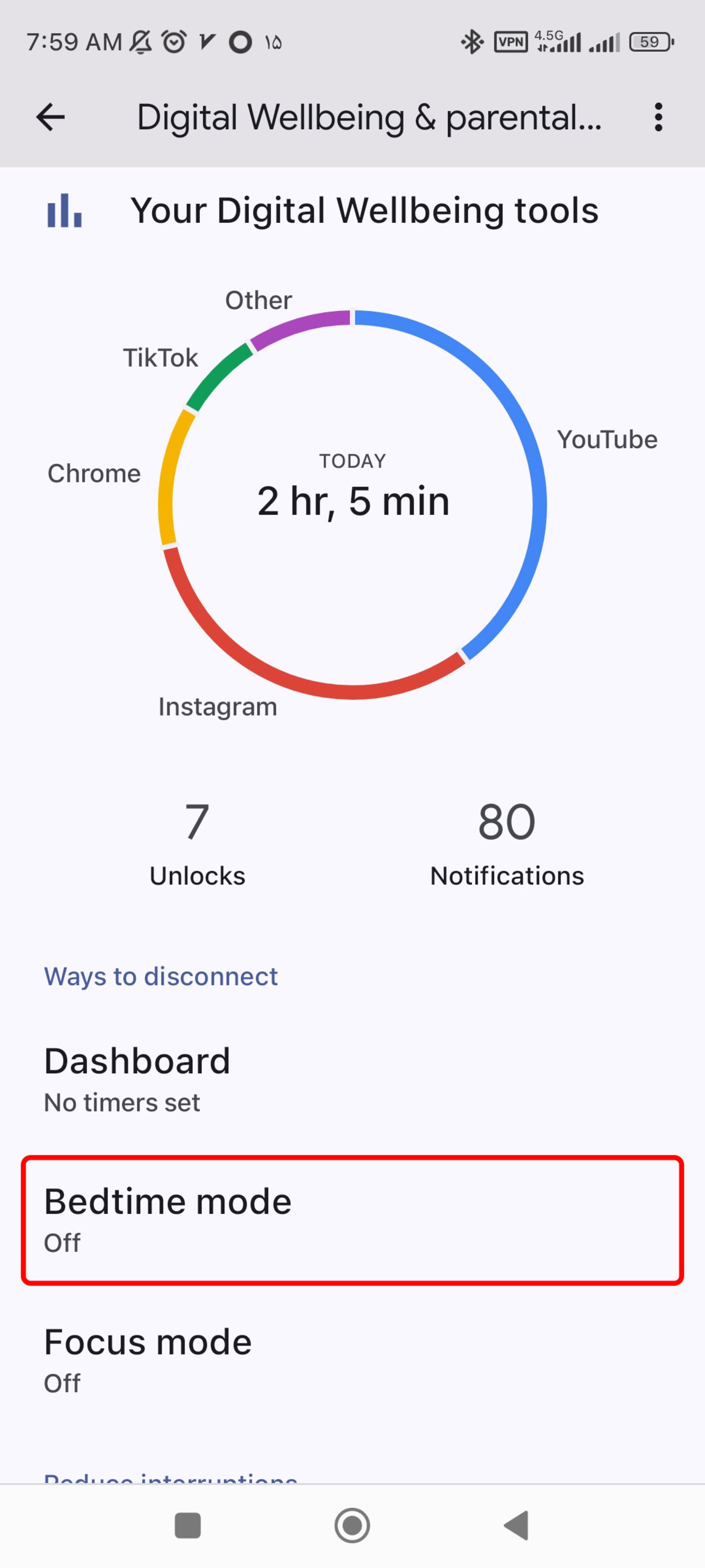 انتخاب حالت bedtime mode شیائومی