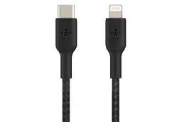 کابل شارژ USB بلکین Type-C به Lightning مدل BoostCharge Braided CAA004 با طول 3 متر مشکی