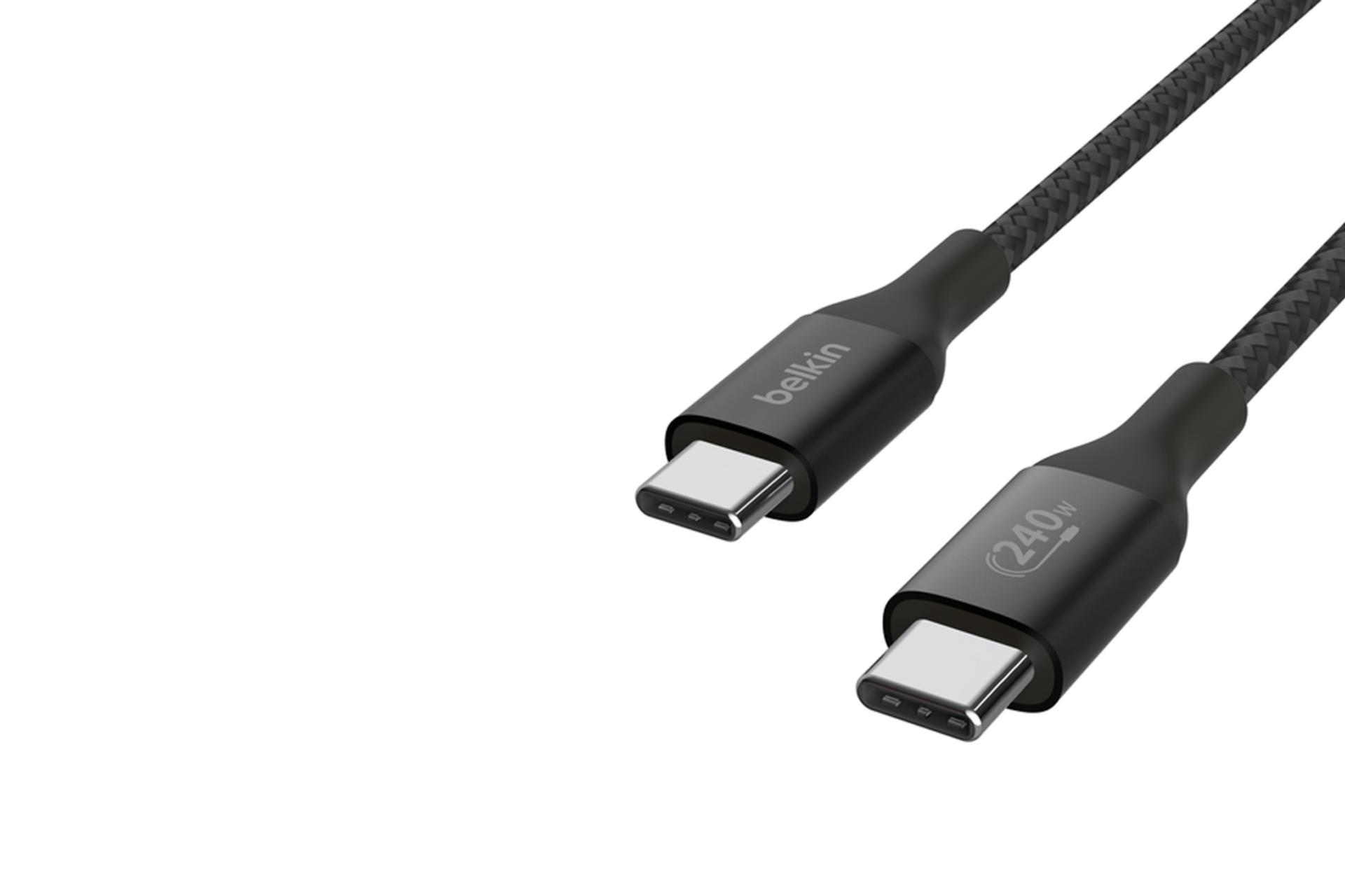 کانکتور و اتصال کابل شارژ USB بلکین Type-C به Type-C مدل BoostCharge CAB015bt 240W با طول 2 متر