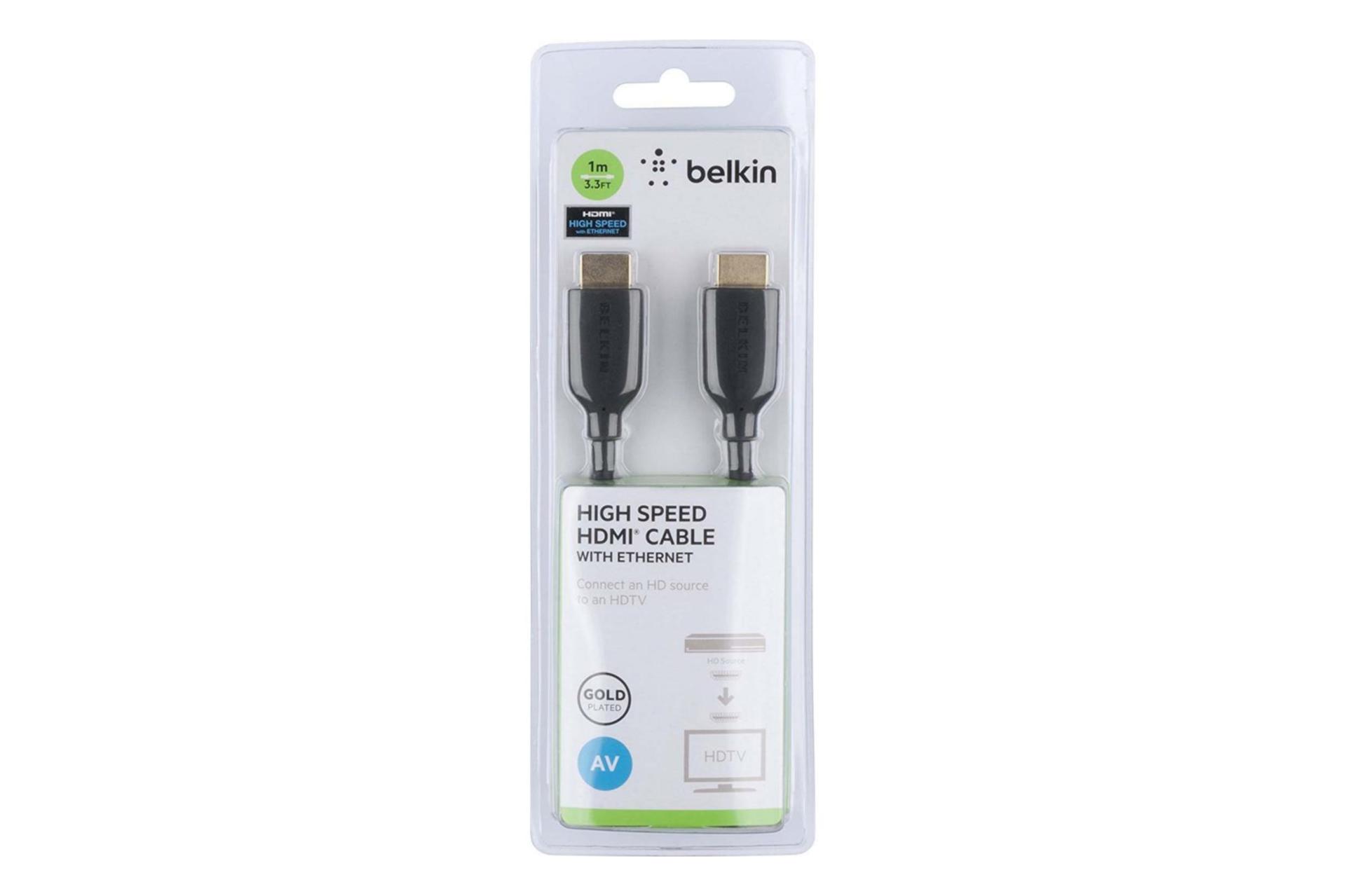 جعبه کابل HDMI بلکین F3Y021bt1M 4K 30hz نسخه 1.4 با طول 1 متر