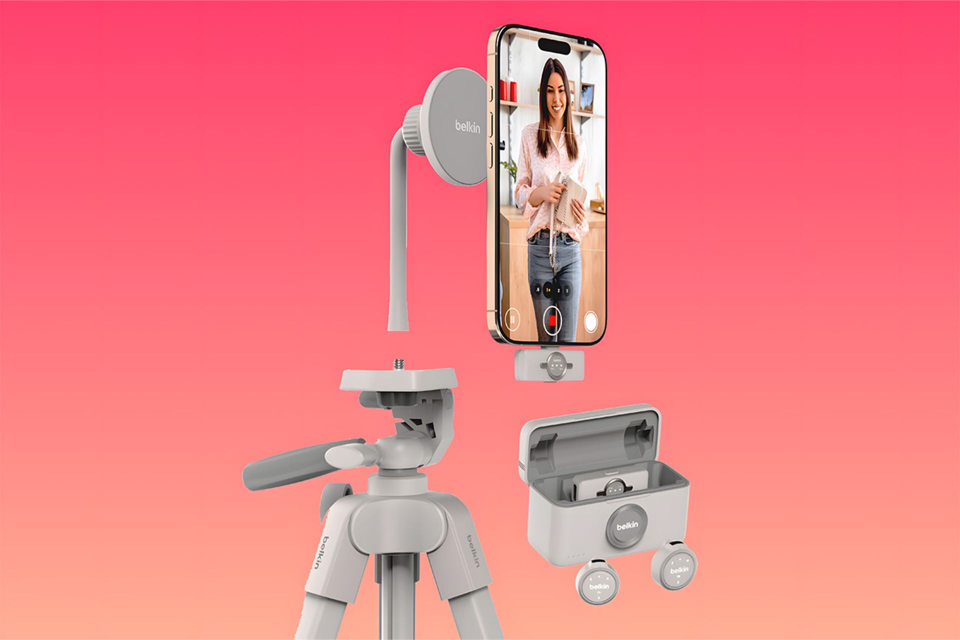 یک استند و یک گوشی با مجموعه یک میکروفن بی سیم