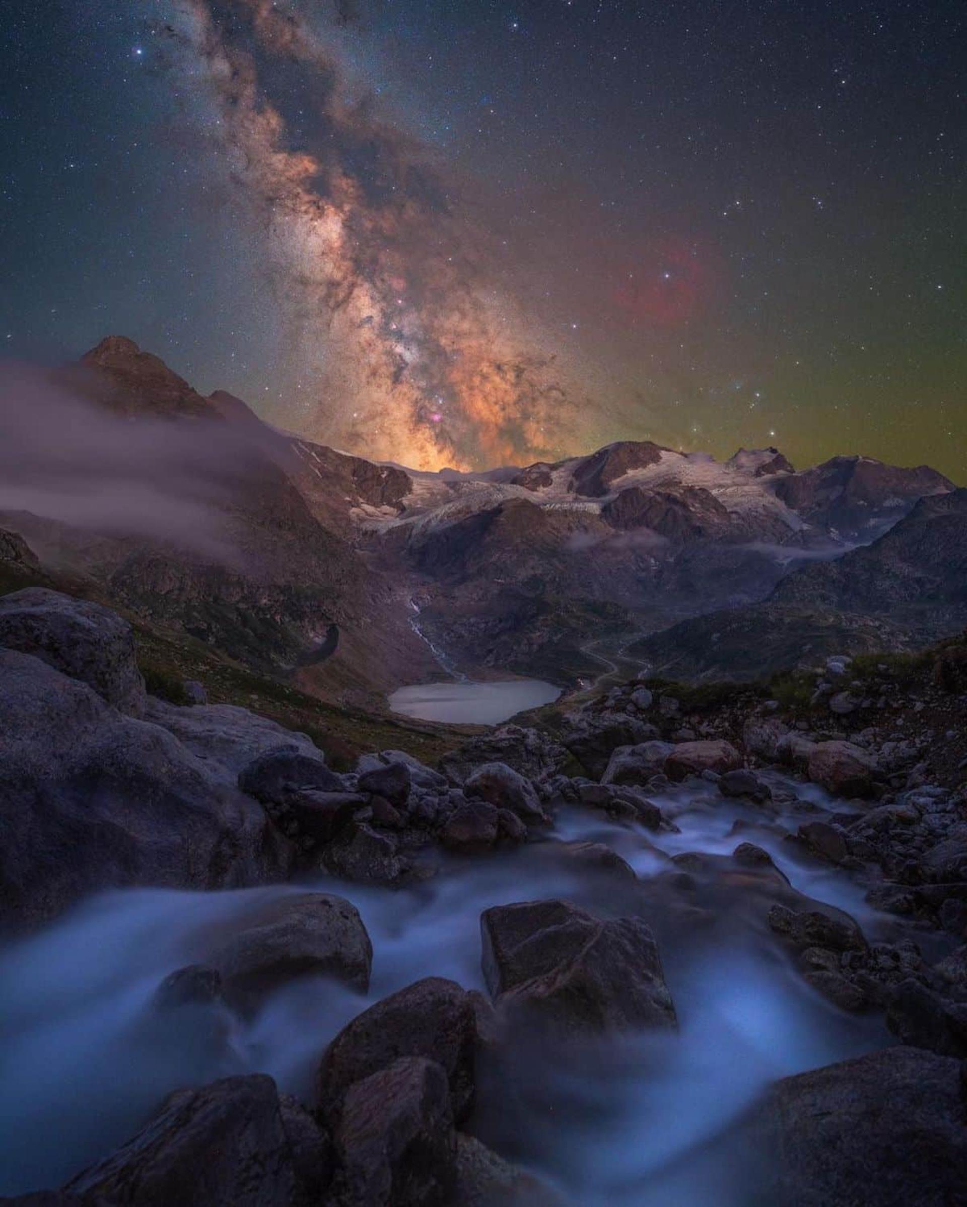 آسمان شب کهشکان طبیعت کوه