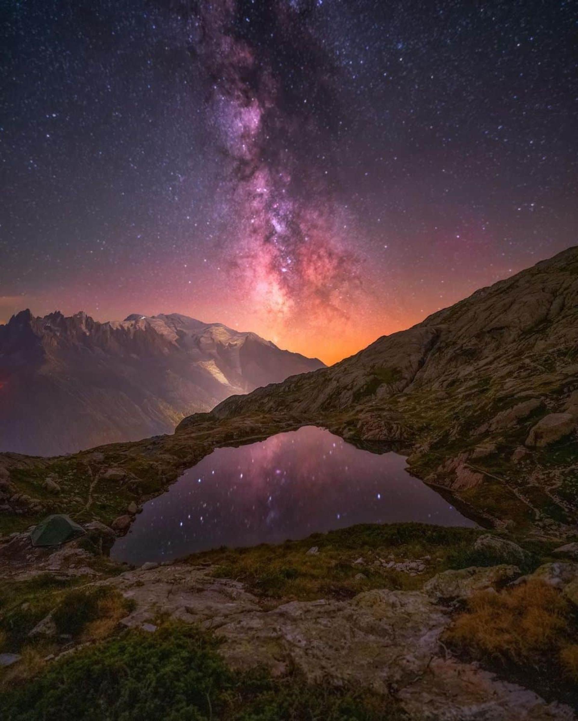 آسمان شب کهشکان طبیعت کوه
