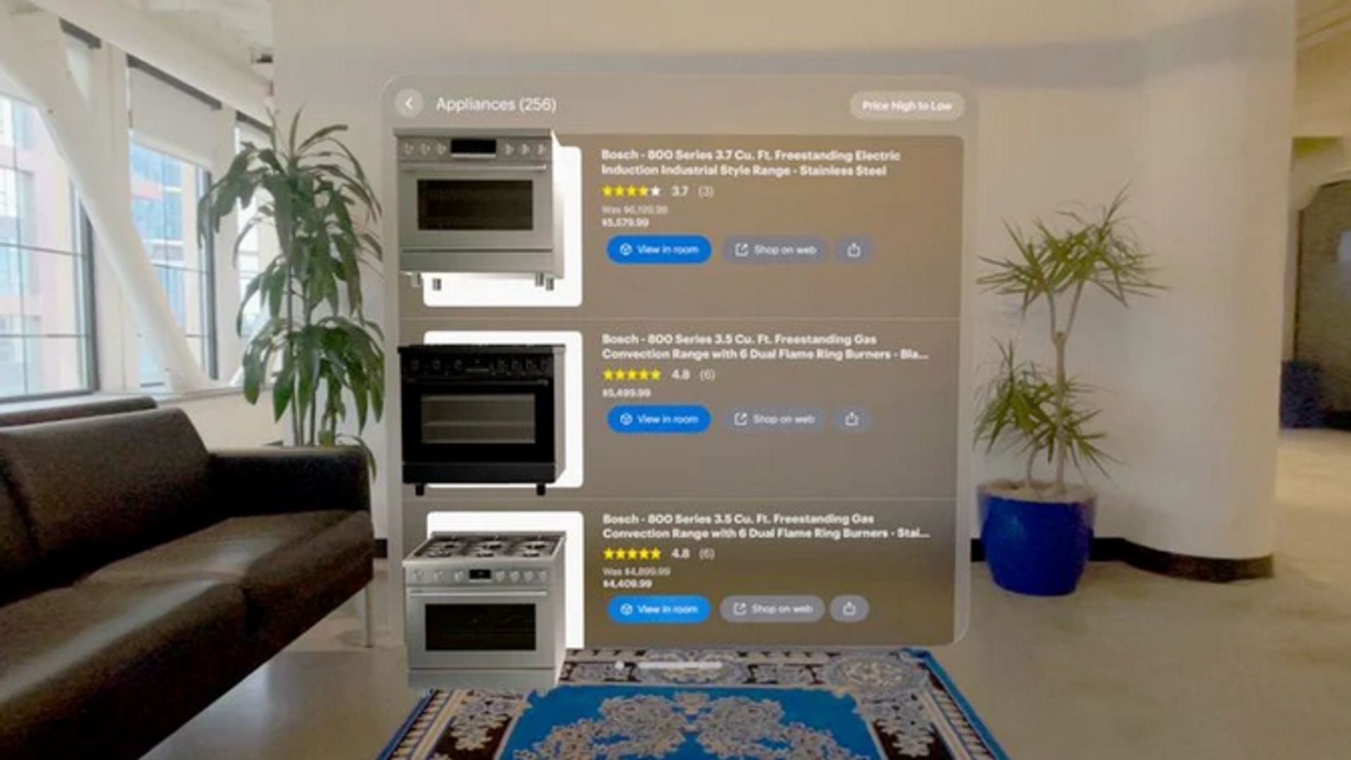 نمایش سه‌بعدی صفحه‌ی اپلیکیشن Envision در فضای خانه