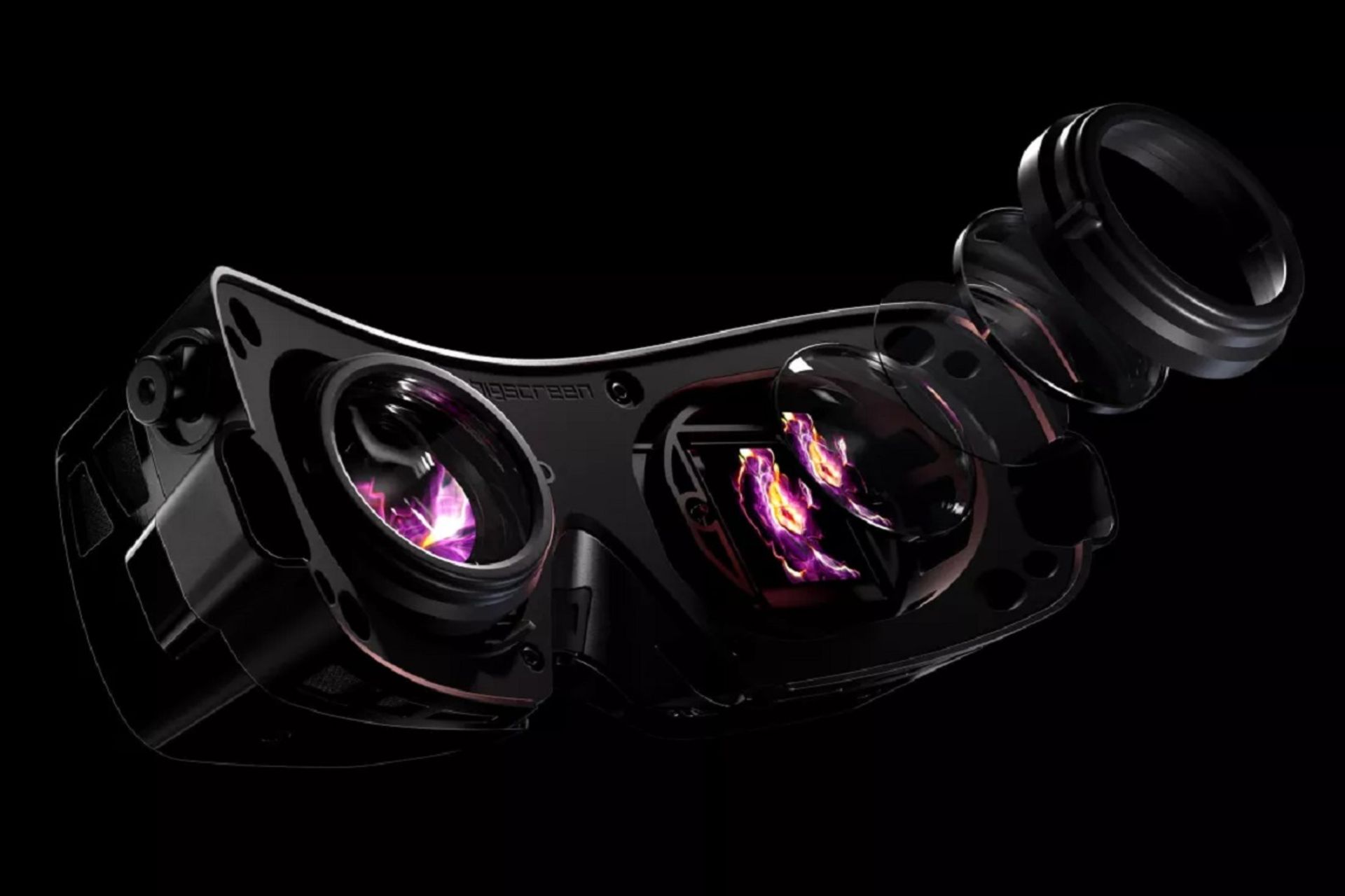 هدست واقعیت مجازی بیگ‌اسکرین از پشت و لنزهای آن