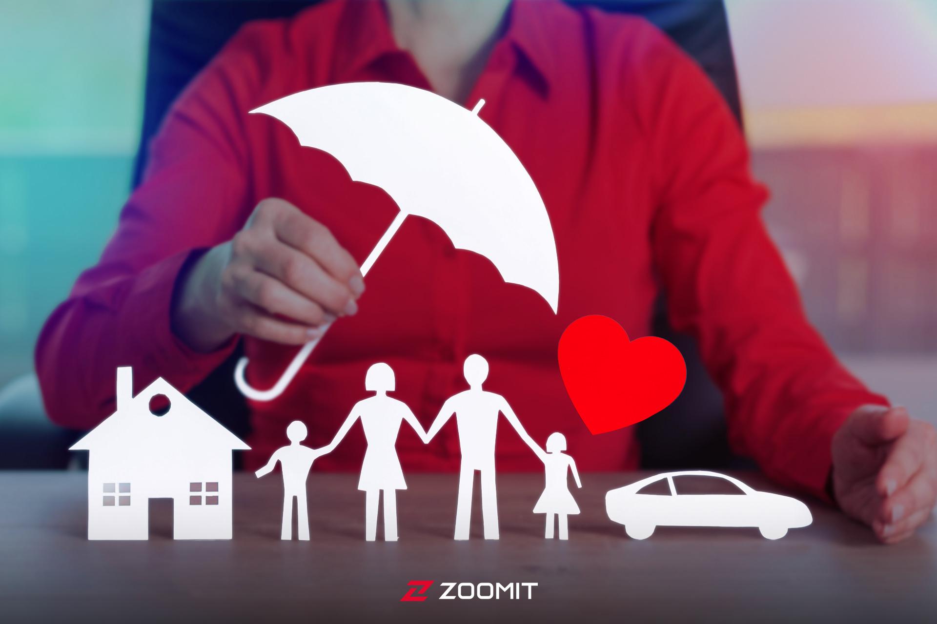 چتر و قلب و چند آدمک