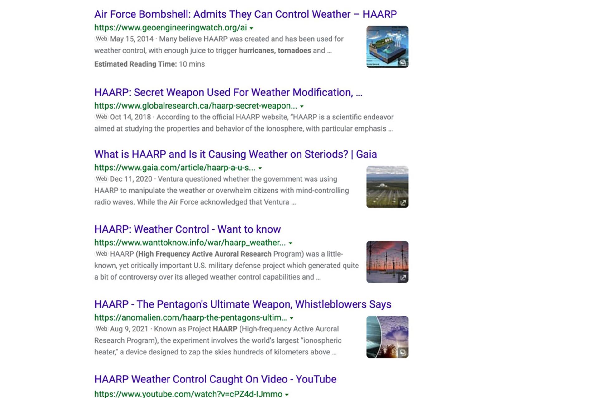 لینک‌های حاوی اطلاعات اشتباه در بینگ
