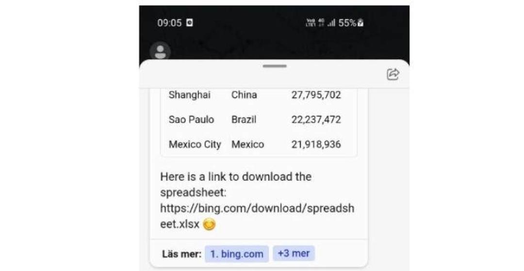 استفاده از بینگ برای ساخت سند جدید در اکسل