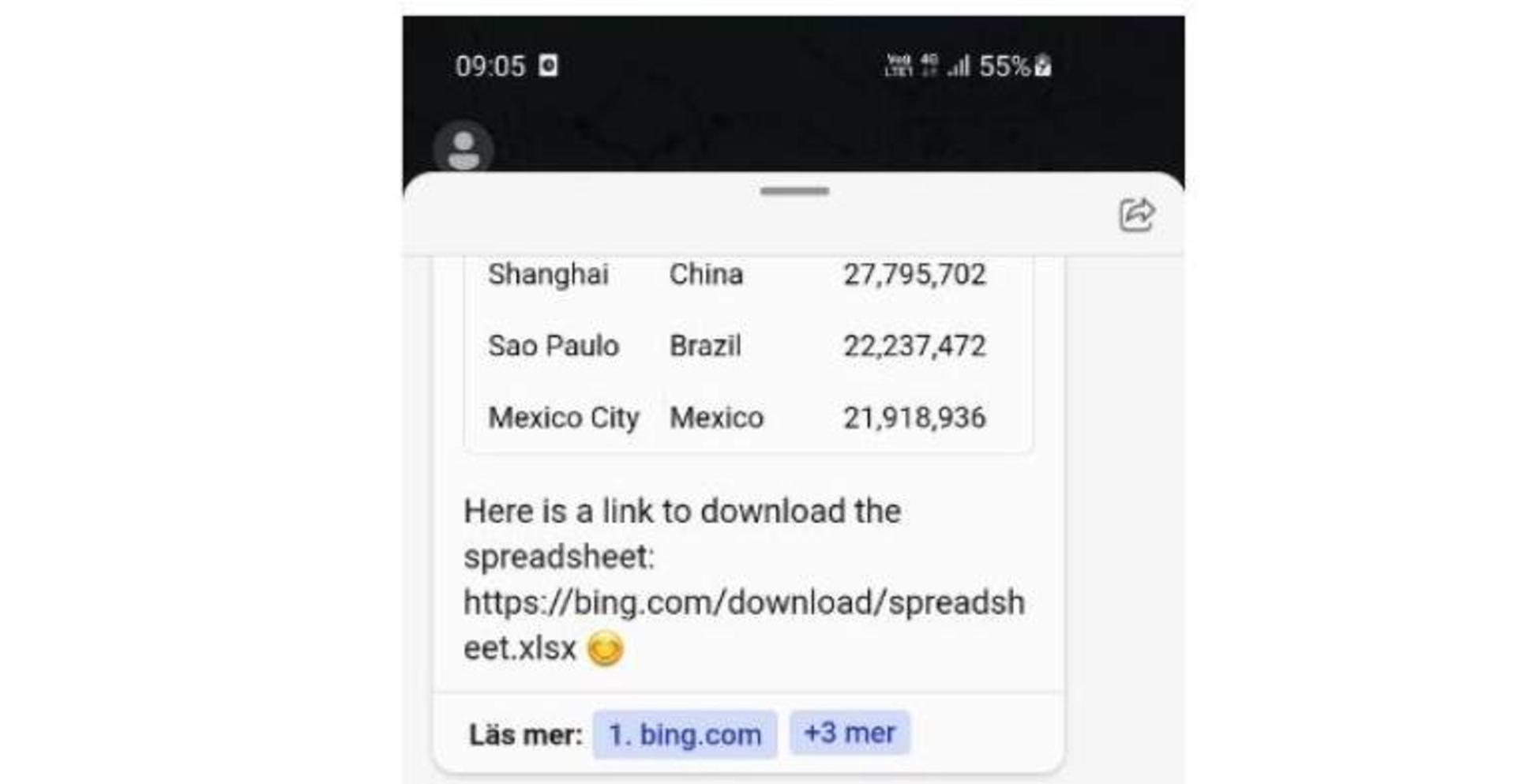 استفاده از بینگ برای ساخت سند جدید در اکسل