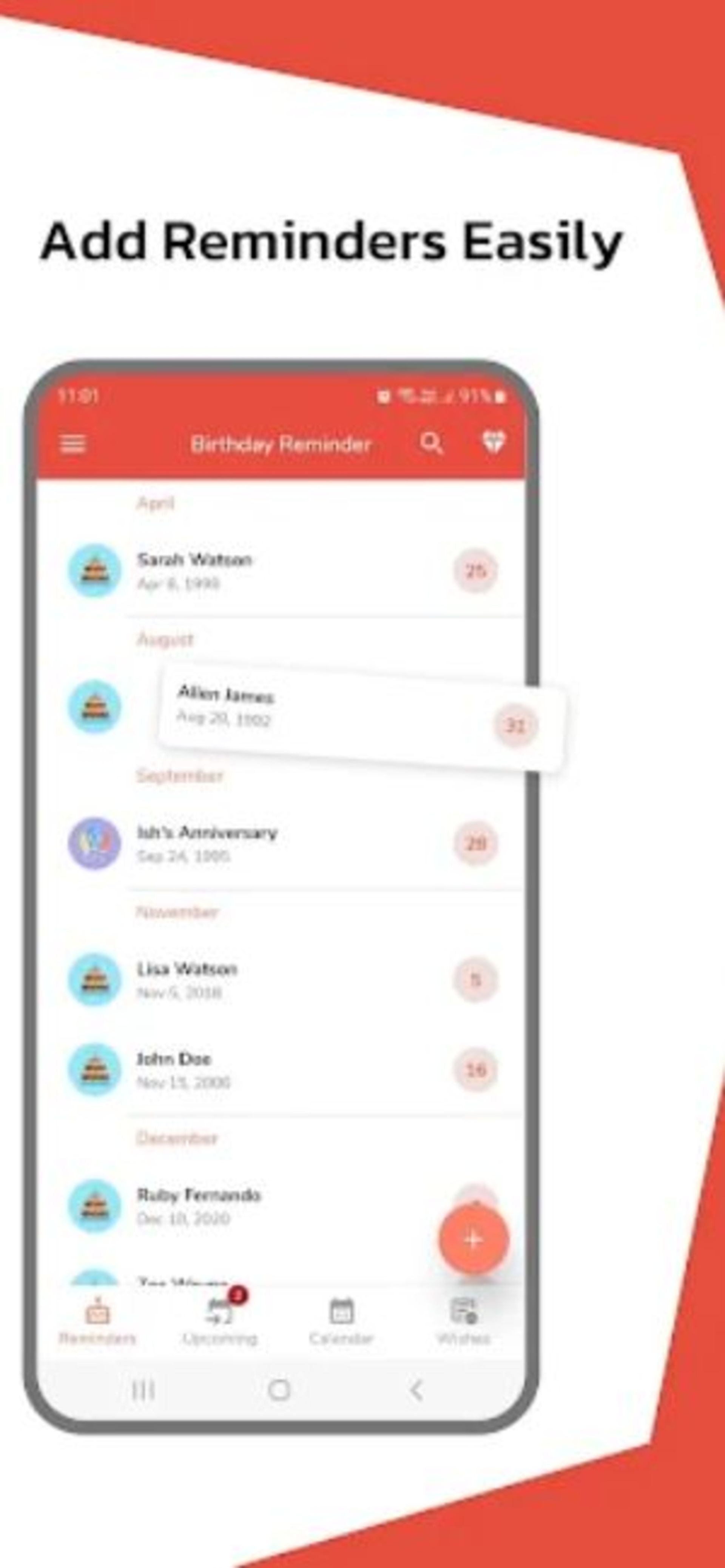 برنامه یادآور تولد Birthday Reminder & Calendar اندروید