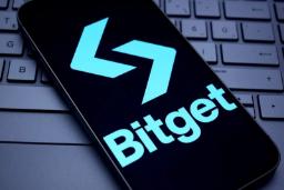 لوگوی صرافی بیت‌گت (Bitget) روی صفحه نمایش یک گوشی هوشمند