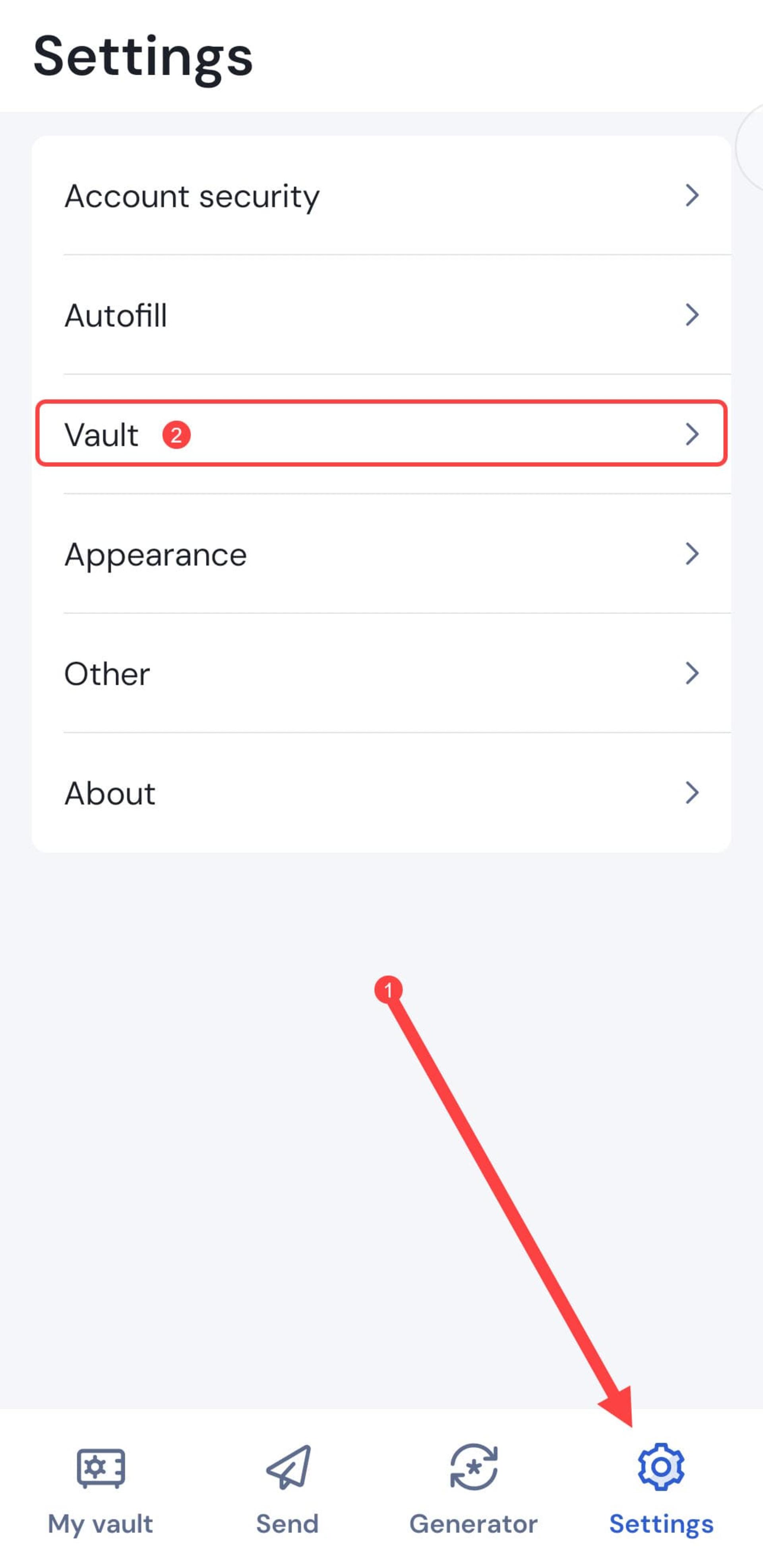 تنظیمات برنامه Bitwarden در اندروید