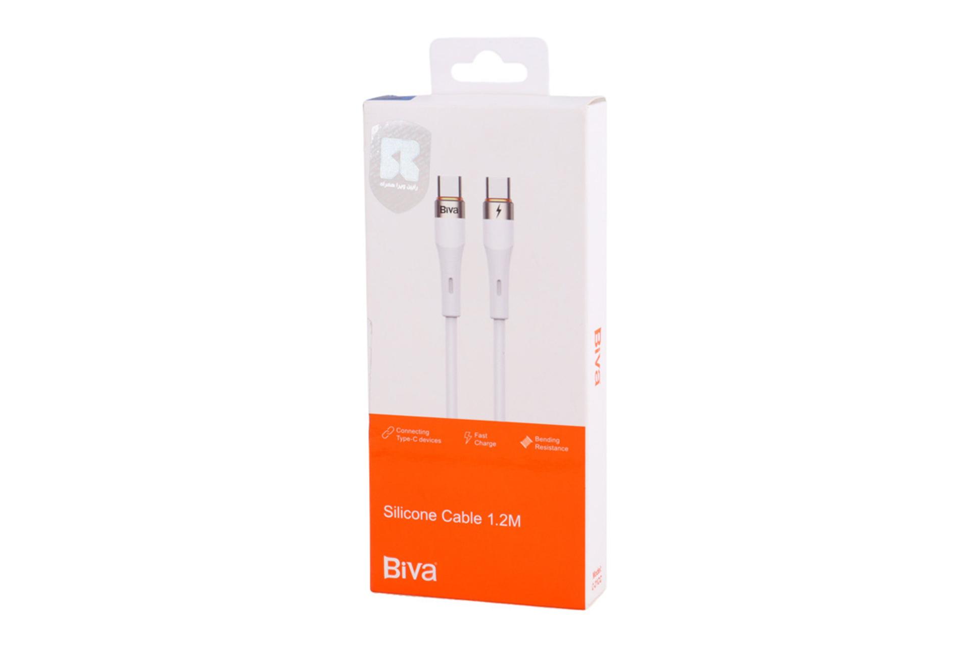 جعبه کابل شارژ USB بیوا Type-C به Type-C مدل C-21CC با طول 1.2 متر