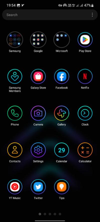 منوی برنامه‌ها تم Black Onix