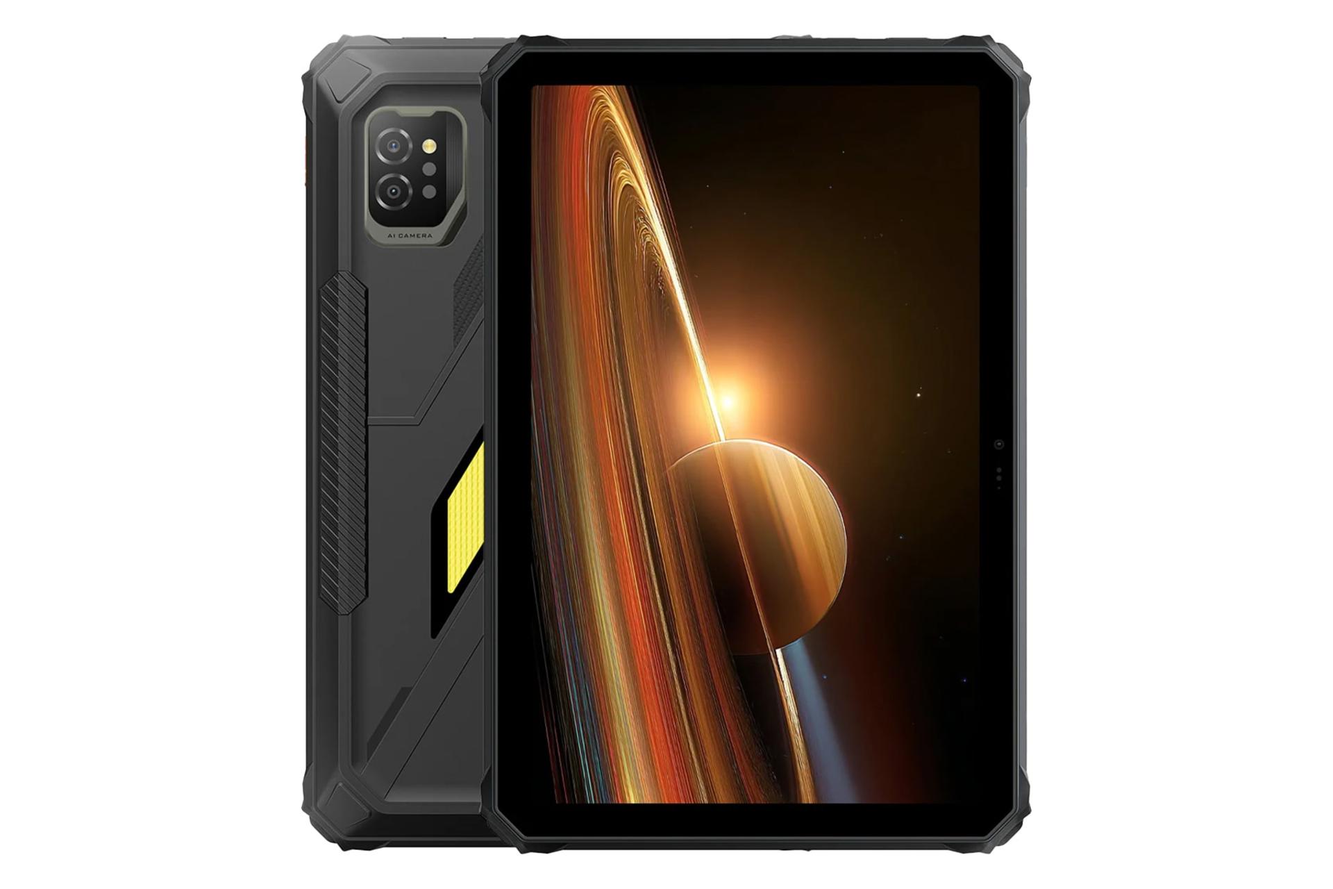 نمای کلی تبلت اکتیو 7 بلک ویو / Blackview Active 7 با نمایشگر روشن و نمایش دوربین پنل پشت